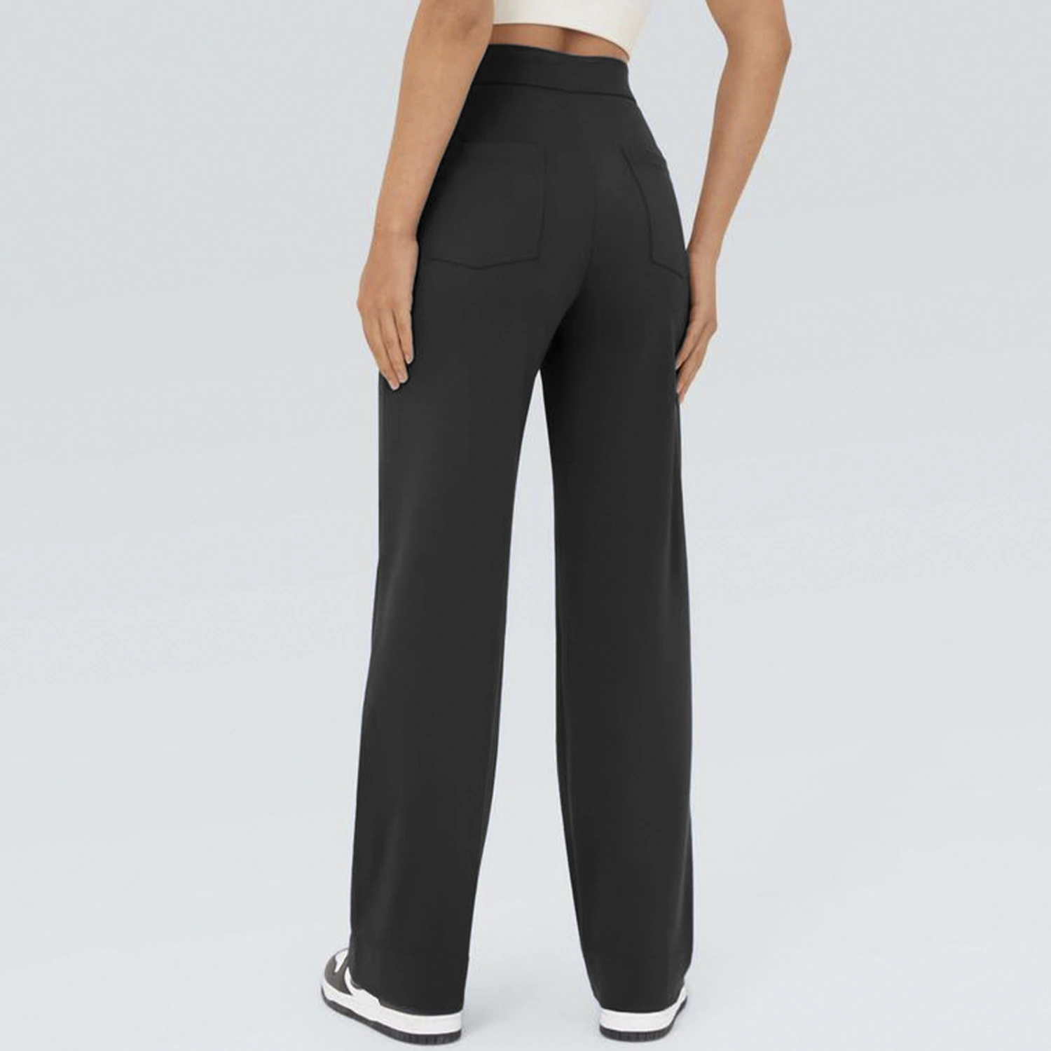 Fleece-lined Women's Pocket Brushed Outer Wear Stretch Commuter Straight Casual Pants
