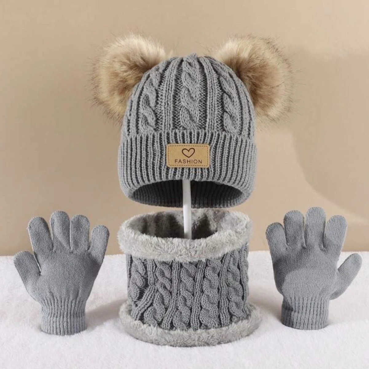Children's Hat Scarf Gloves Three-piece Set