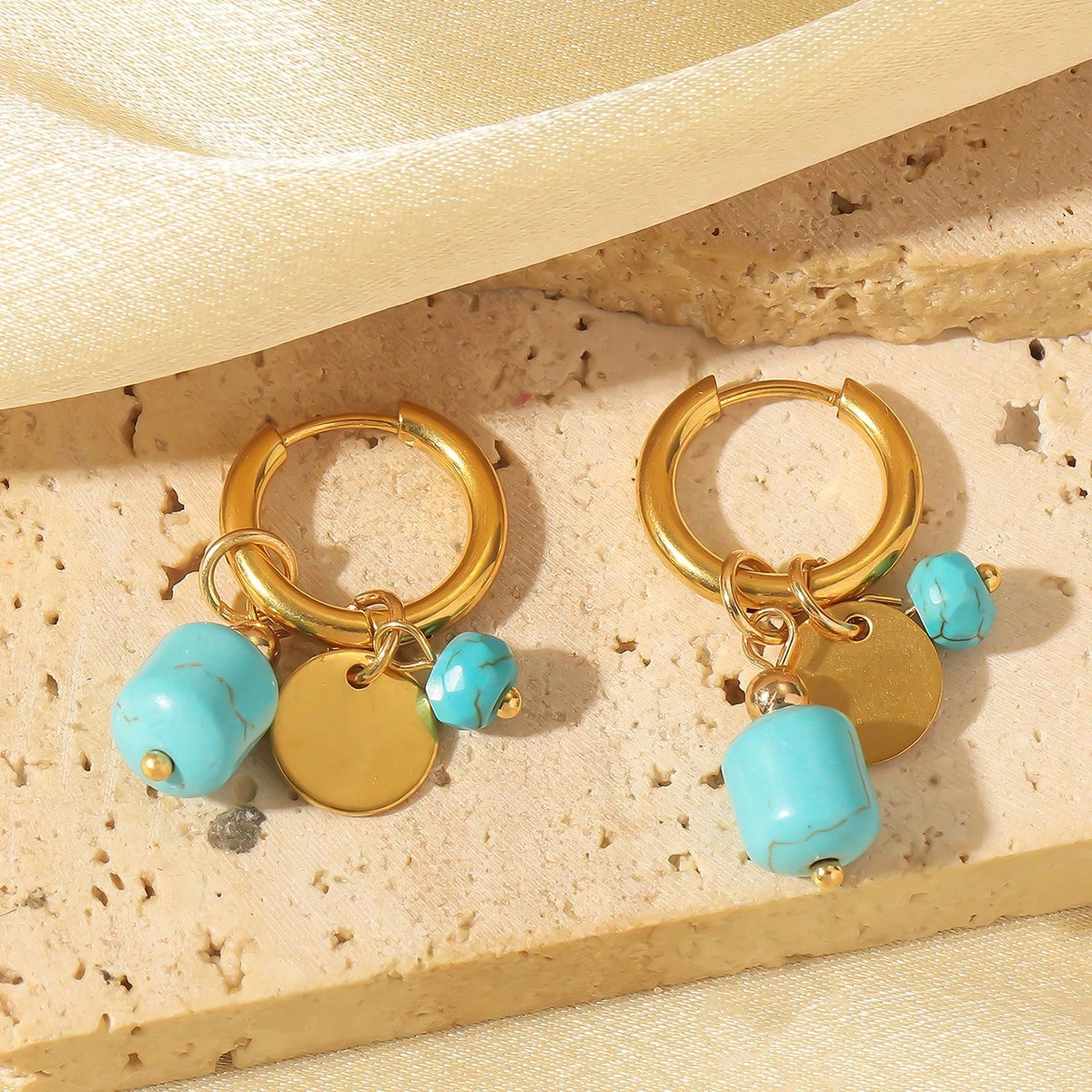 Bohemian Style Retro Exquisite Natural Stone Turquoise Eardrops