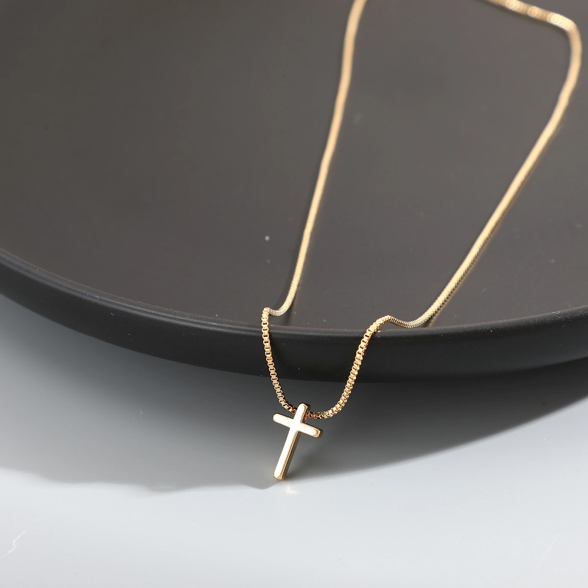 Gold And Silver Christian Cross Necklace, Dainty Choker Gift For Women, Religious Faith Pendant Jewelry