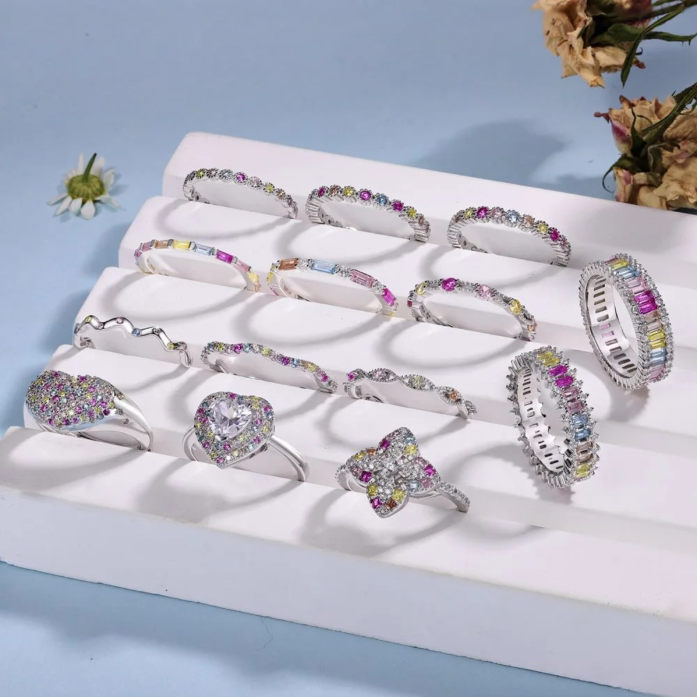S925 Sterling Silver Color Zircon Ring Girly Style High Sense