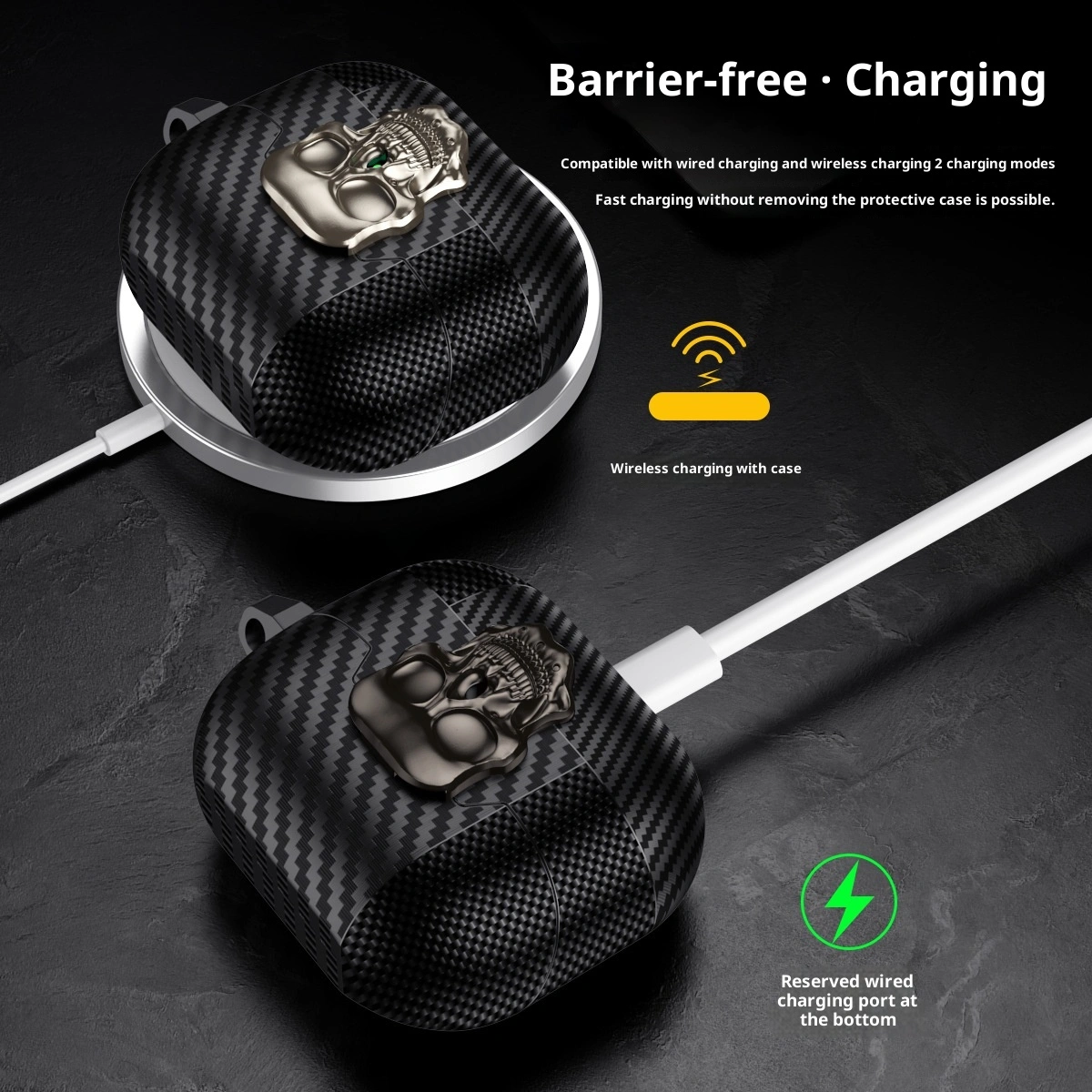 Carbon Fiber Bluetooth Earphone Case With Lock Buckle Soft Anti-drop Shell