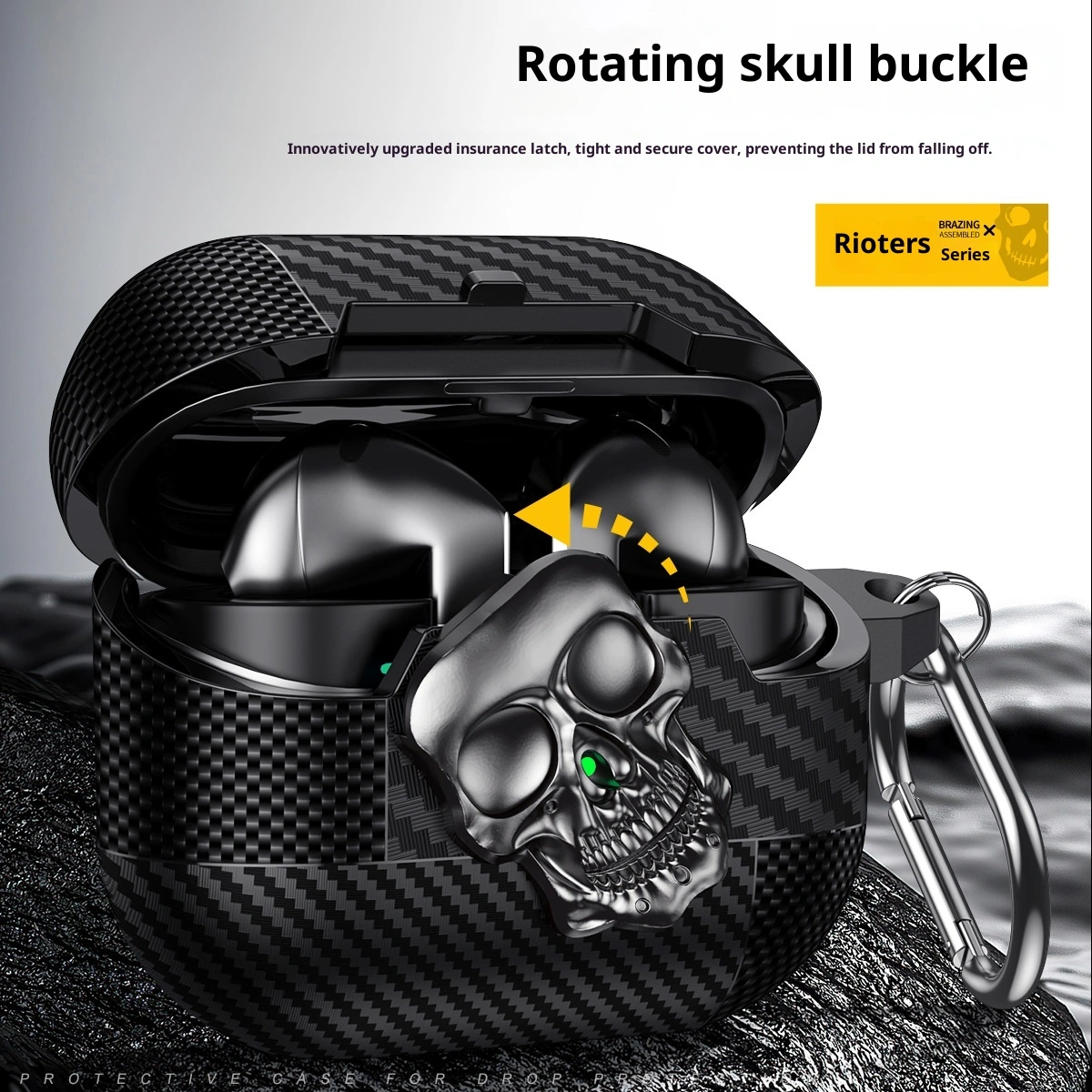 Carbon Fiber Bluetooth Earphone Case With Lock Buckle Soft Anti-drop Shell