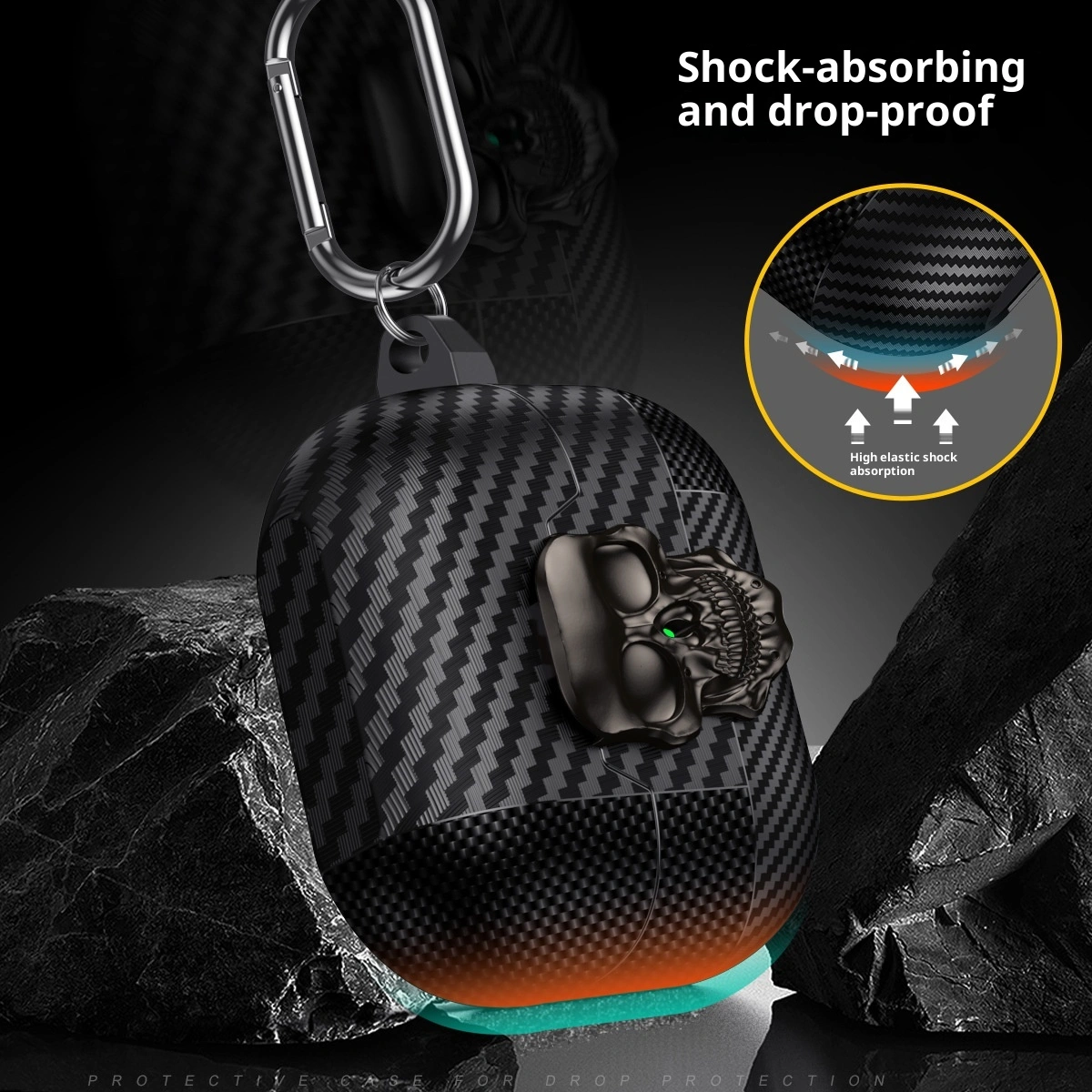 Carbon Fiber Bluetooth Earphone Case With Lock Buckle Soft Anti-drop Shell