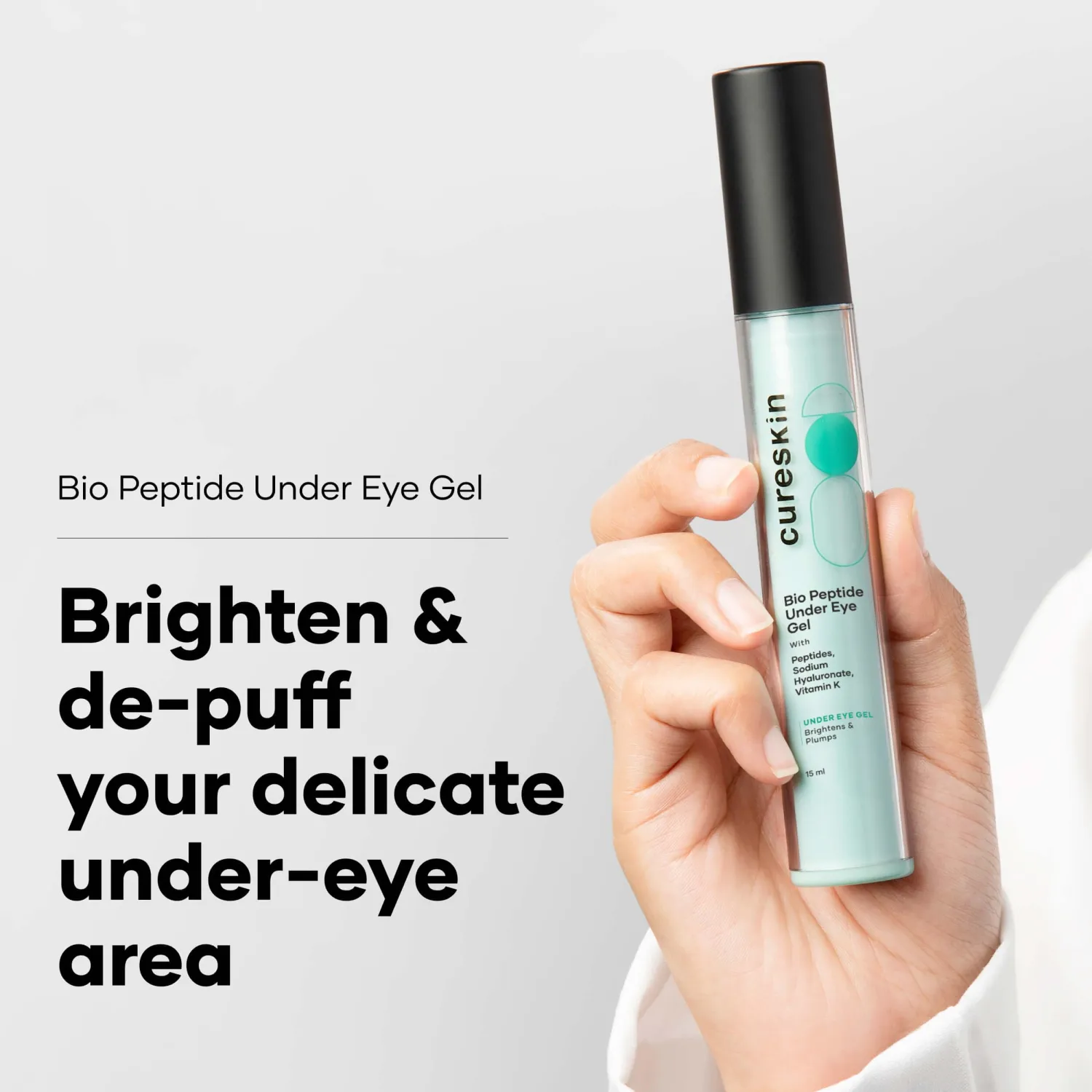 Cureskin Under Eye Gel for Dark Circles for Women and Men | Bio-Peptide Under Eye Gel to Reduce Dark Circles, Puffiness & Wrinkles | Under Eye Cream for Men and Women