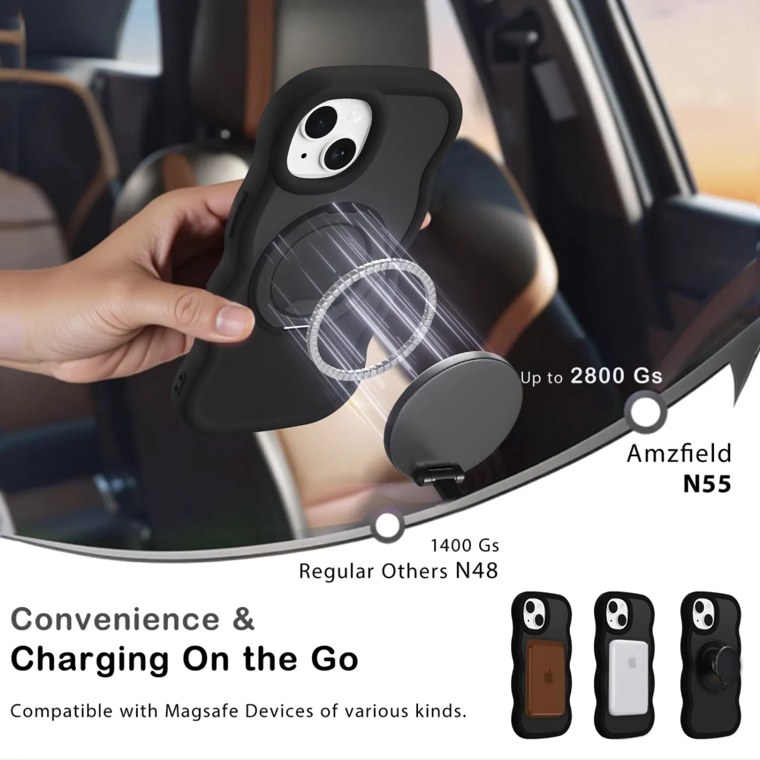 Magnetic for iPhone 14 Plus/15 Plus Case 360° Ring, Black