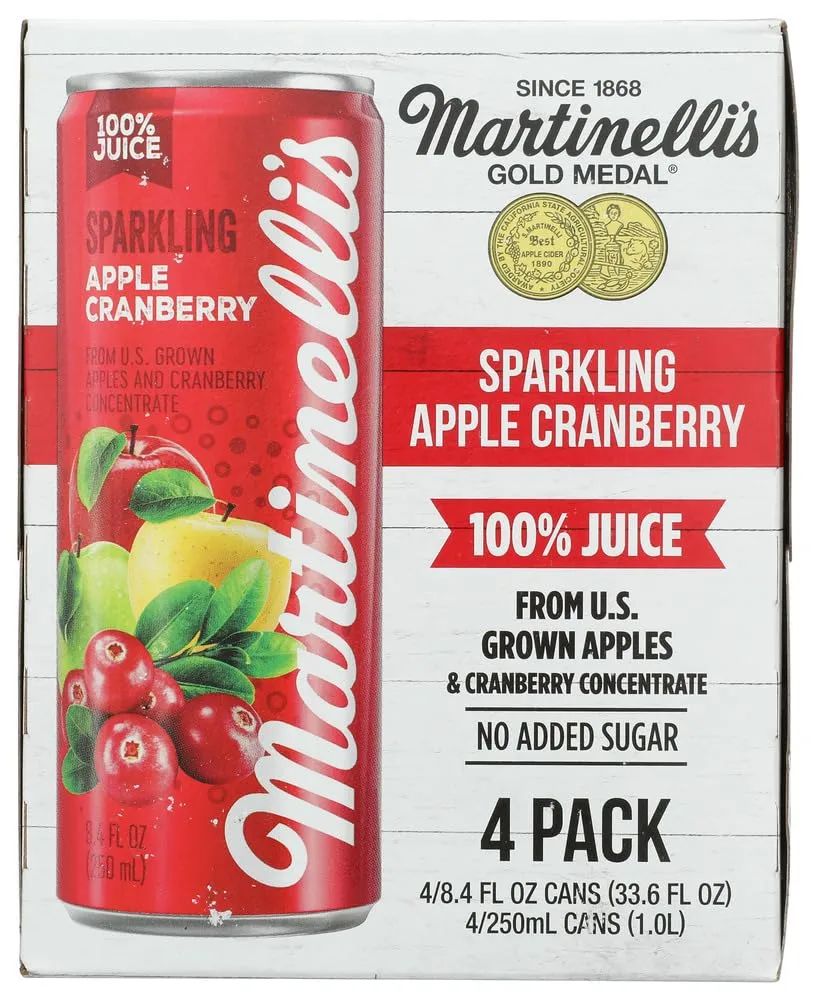 Martinellis Sparkling Apple Cranberry Juice 4Pk, 8.4 Fz