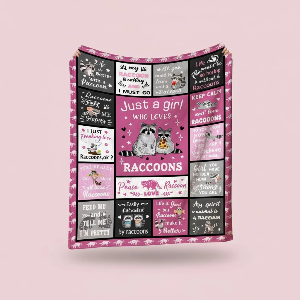 Raccoon Blanket Raccoons Gifts for Women,Funny Raccoon Stuffed Animal Throw Blankets Best Raccoons Christmas Birthday Gifts for Kids Girls Adults 50"X40"