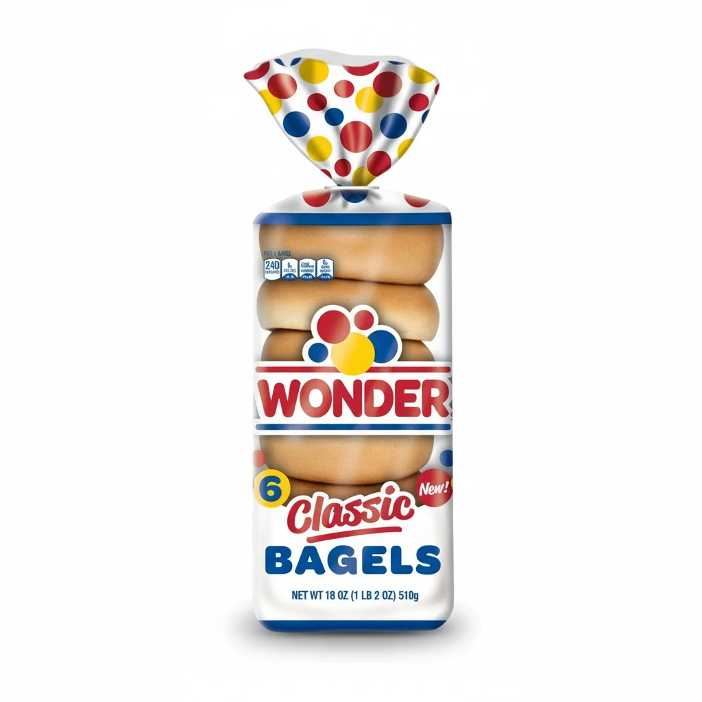 Wonder Bread Classic Plain White Bagels, Sliced White Bagels, 6 Count