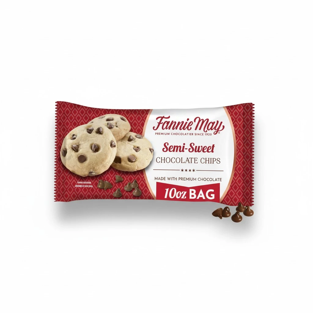 Fannie May Semi-Sweet Chocolate Chips for Baking, Premium Chocolate Holiday Baking Chips, 10 oz