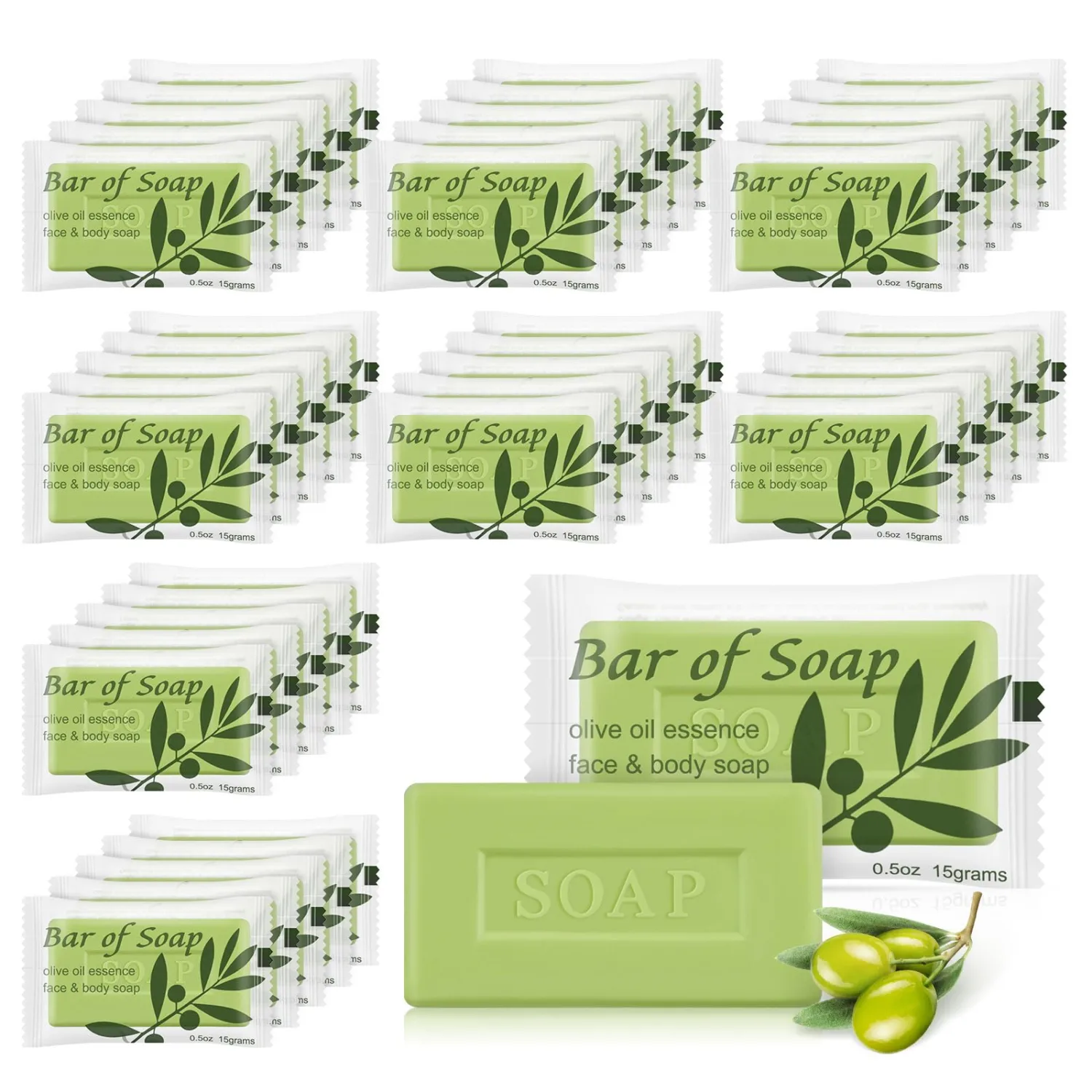 Bulk Bar Soap Travel Soap Bars Bulk 0.5 oz,Guest Soaps Small for Bathroom,Hotel Soap Bars for Hotel Hospitality Homeless(Olive Oil,Pack of 15)