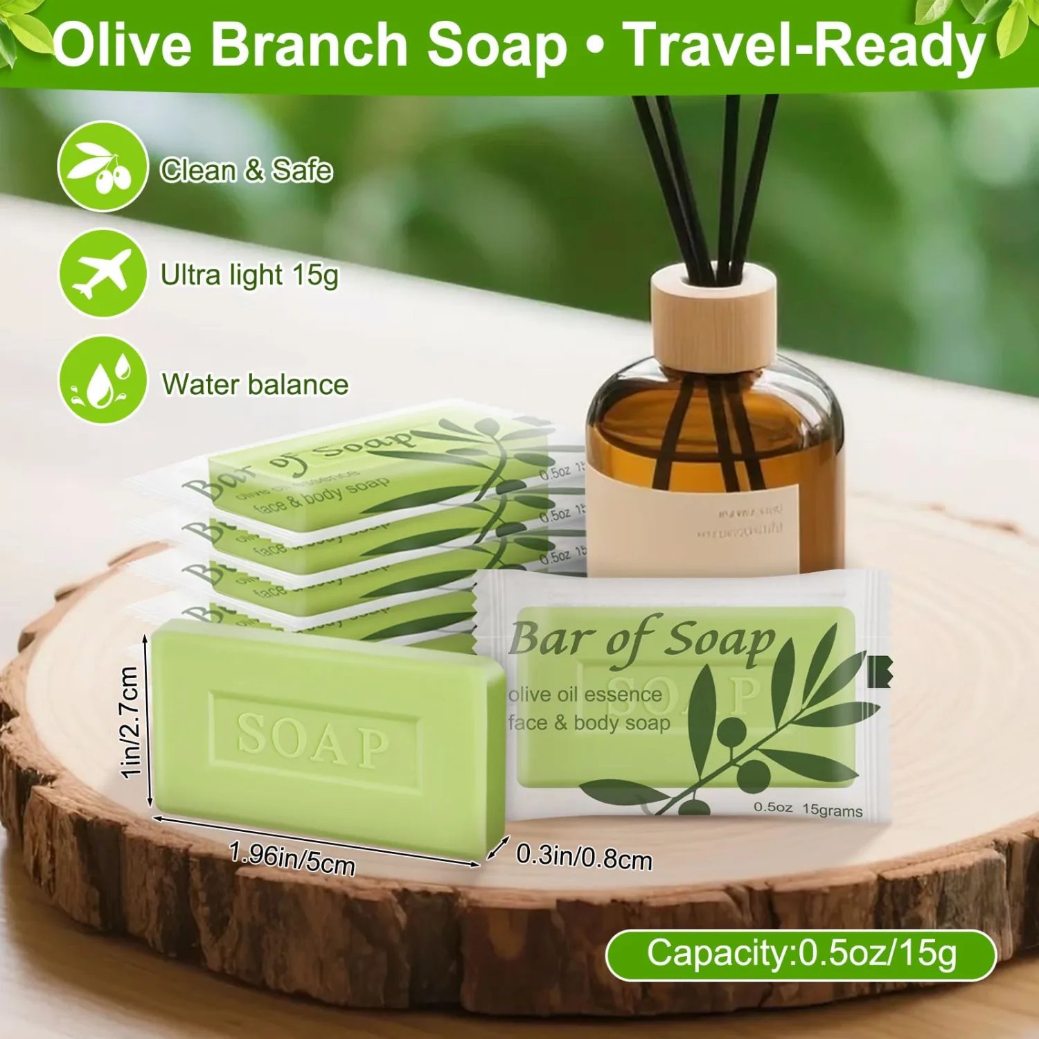 Bulk Bar Soap Travel Soap Bars Bulk 0.5 oz,Guest Soaps Small for Bathroom,Hotel Soap Bars for Hotel Hospitality Homeless(Olive Oil,Pack of 15)