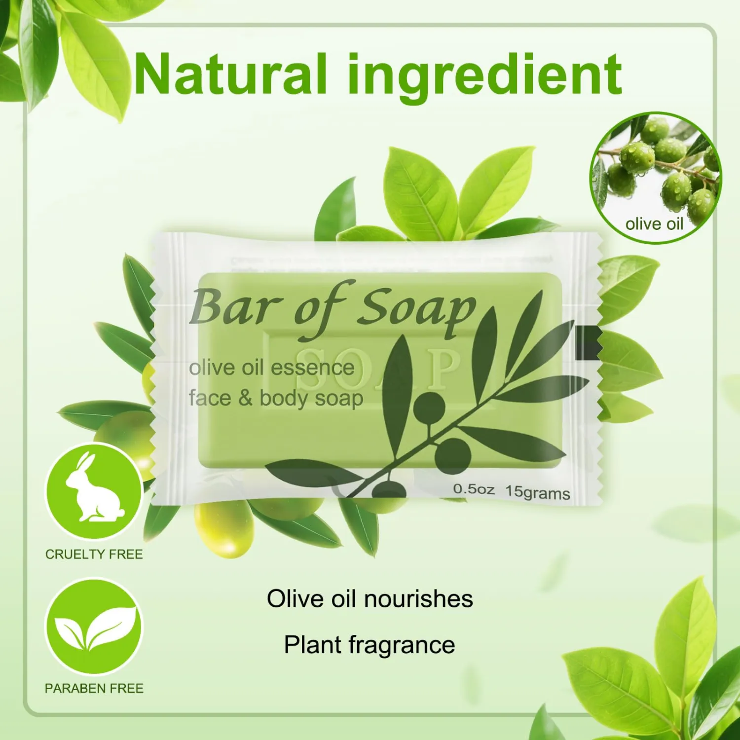 Bulk Bar Soap Travel Soap Bars Bulk 0.5 oz,Guest Soaps Small for Bathroom,Hotel Soap Bars for Hotel Hospitality Homeless(Olive Oil,Pack of 15)
