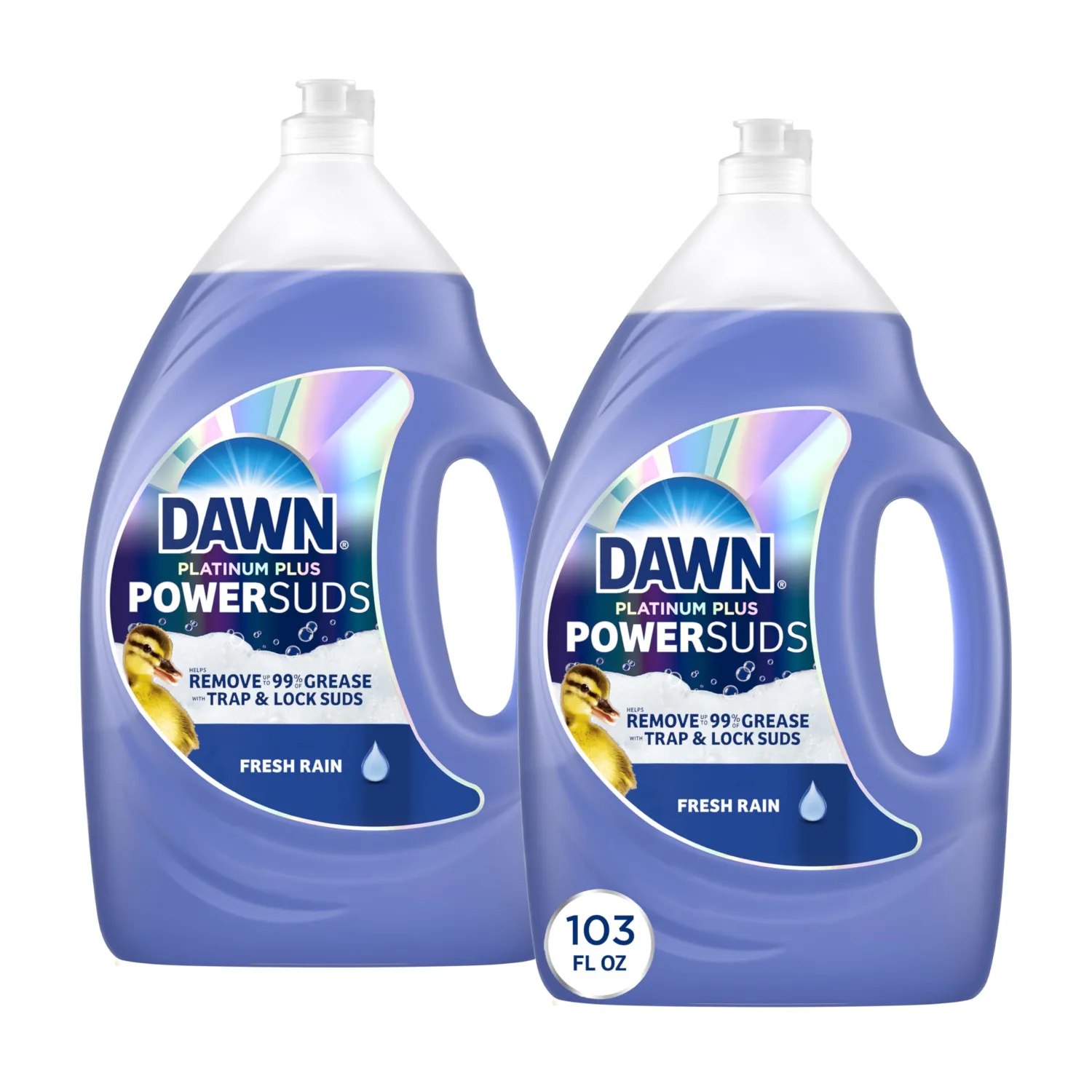 Dawn Platinum Plus PowerSuds Dish Soap Liquid, Dishwashing Liquid, Dish Detergent, Fresh Rain Scent, 51.5 fl oz (Pack of 2)