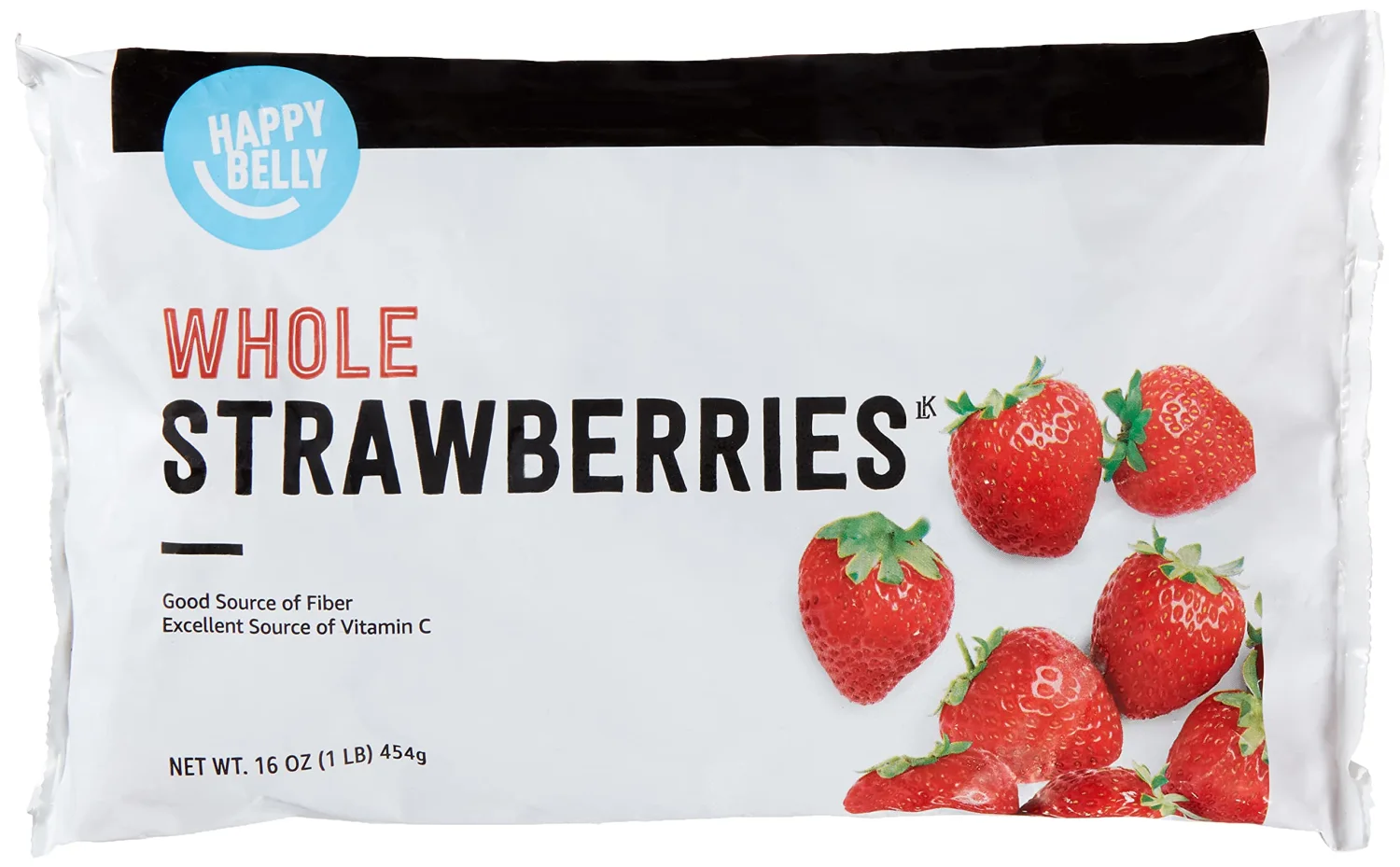Amazon Brand - Happy Belly Whole Strawberries, 16 ounce (Pack of 1) (Frozen)