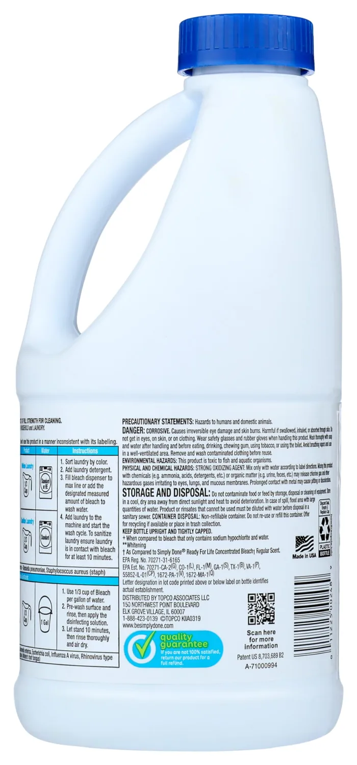 Simply Done, Concentrated Bleach, Regular , 43 OZ