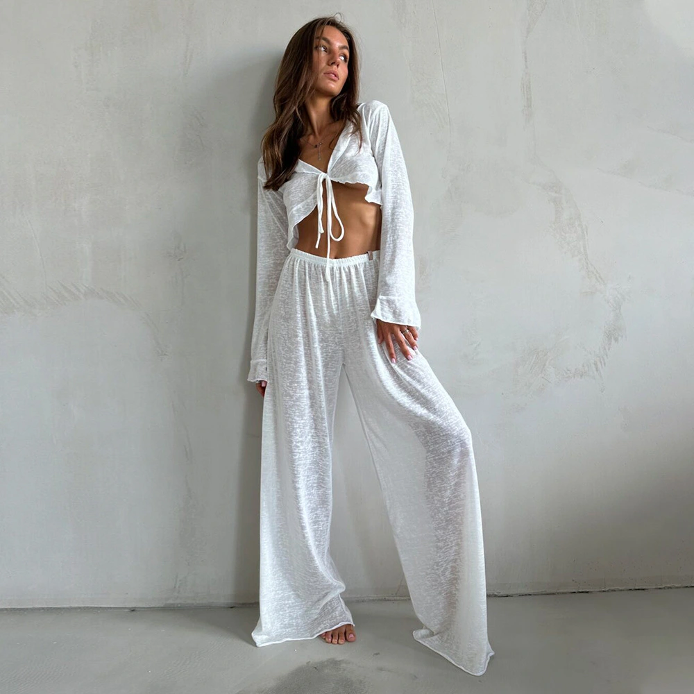 Ladies' Fashion Lace-Up Pajama Set