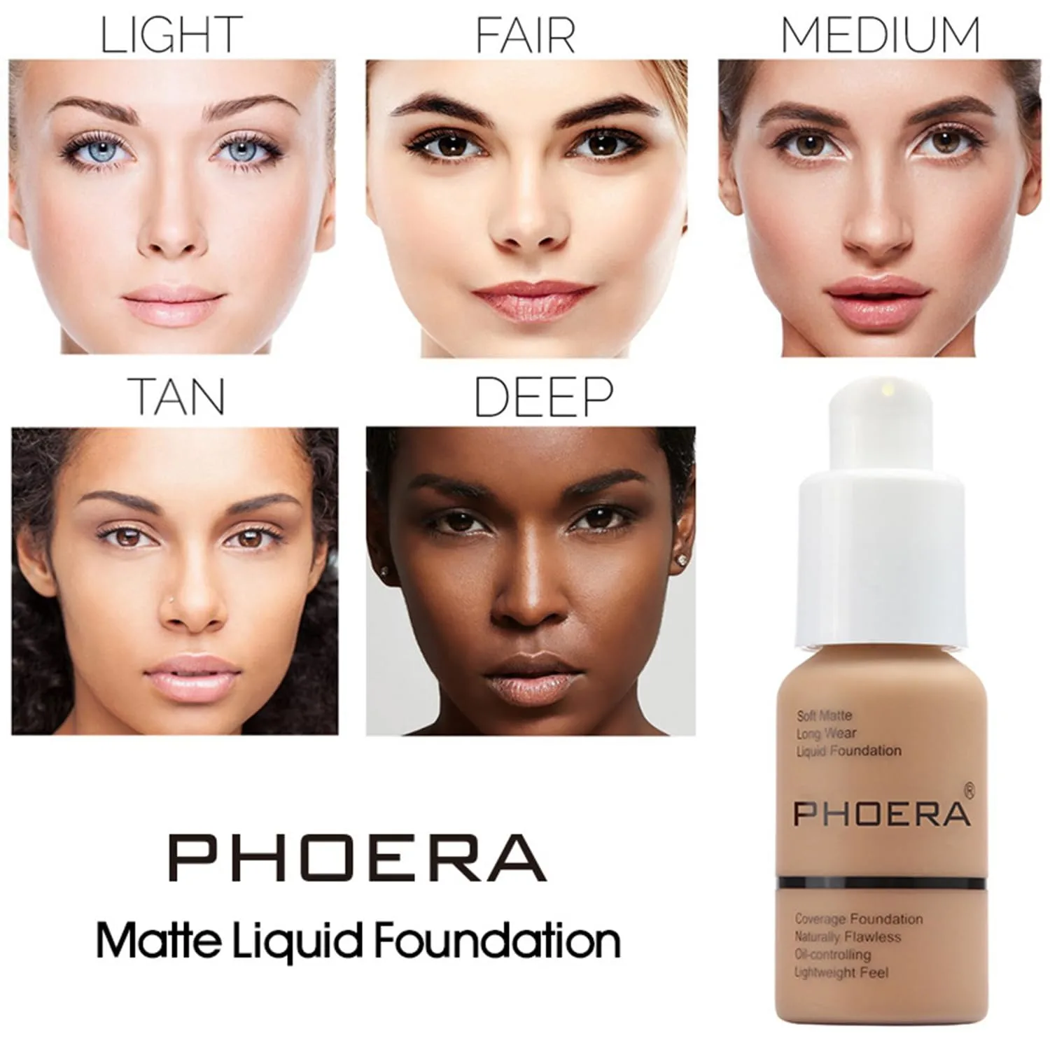 2 Pack PHOERA Foundation Warm Peach 103 and Face Primer,Liquid Full Coverage Foundation Set,Foundation Brush Powder Brush,5 Makeup Sponge, 24HR Matte Oil Control Concealer (103- Warm peach)