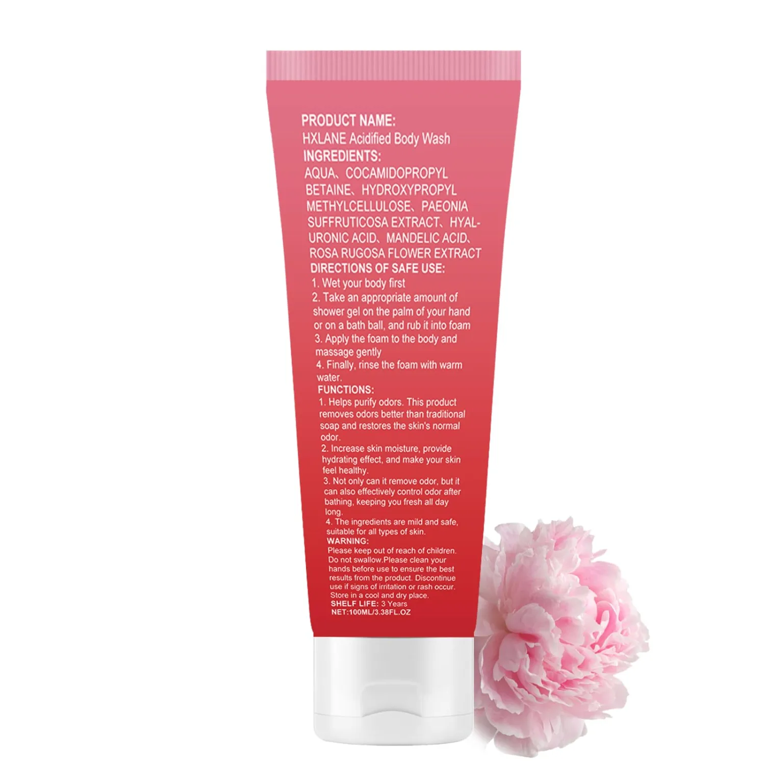 Acidified Body Wash, 2 PCS Moisturizing Rose Body Wash Gel, 24 Hour Odor Control,Odor Control Removes Odor Better than Soap, Formulated Without SLS or Parabens, 3.38 FL.OZ