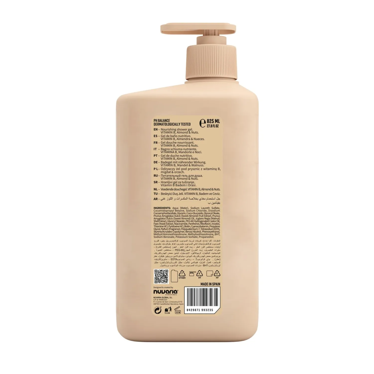Dicora Urban Fit Shower Gel - Moisturizing Body Wash Women and Men - Gentle Daily Cleansing Body Wash for All Skin Types - Almond and Nuts - 27.8 oz