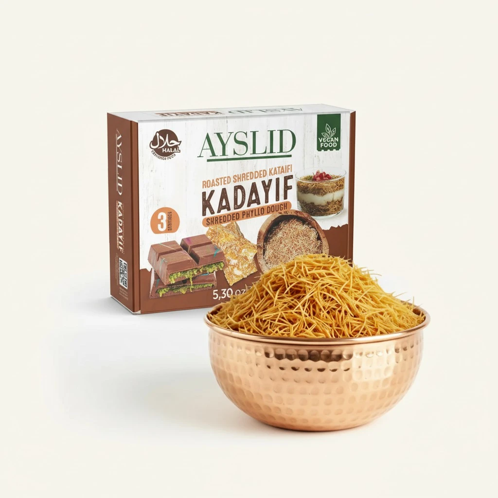 AYSLID Roasted Shredded Kataifi Dough - Pre-Toasted & Ready-to-Use Crispy Kadayif Fillo/Phyllo Threads - Perfect for Dubai-Style Pistachio Chocolate Desserts, Kunafa & Pastries 150g (5.30 oz)
