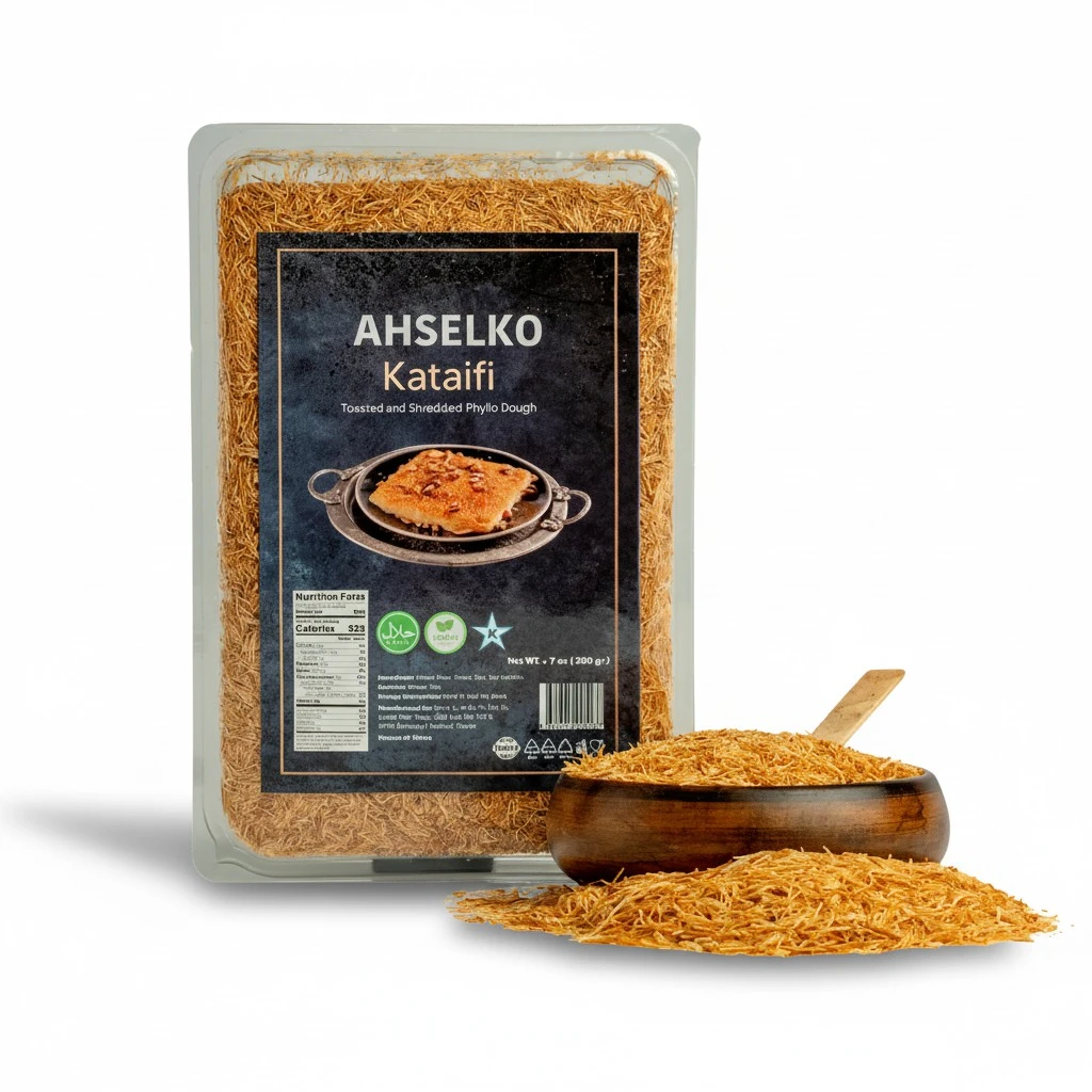 Ahselko Kataifi Shredded Phyllo Dough 200g (7oz) – Toasted Kadayif Pastry Strands for Kunafa, Baklava & Dubai Chocolate Filling – Halal, Kosher, Vegan