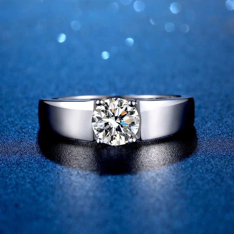 Sterling Silver Moissanite Ring Temperament Adjustable Opening