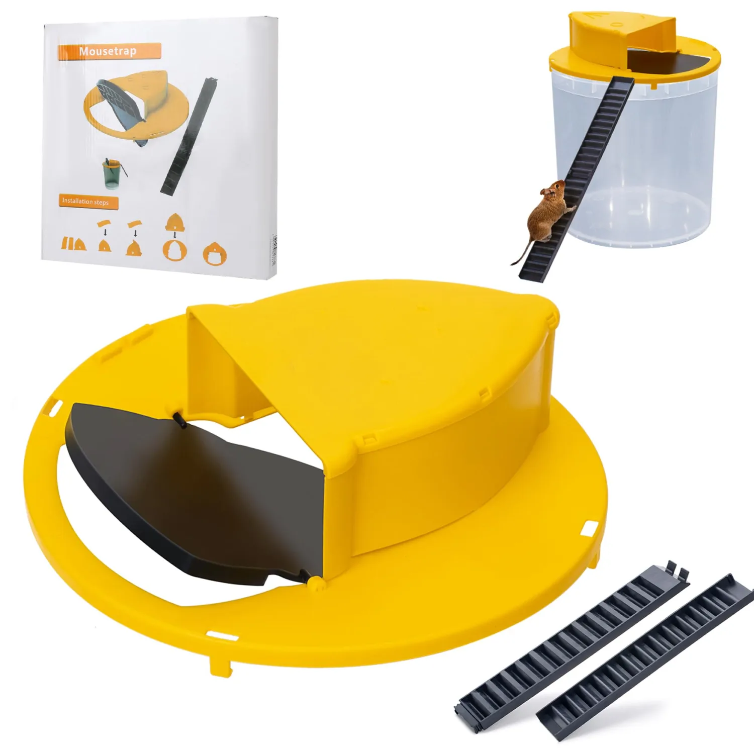 Mouse Trap Bucket- 5 Gallon Bucket Lid Mouse Rat Trap - Automatic Reset Flip and Slide Mouse Trap - Humane Mouse Rat Traps for Indoor Outdoor Use - Reusable (1 Pack)