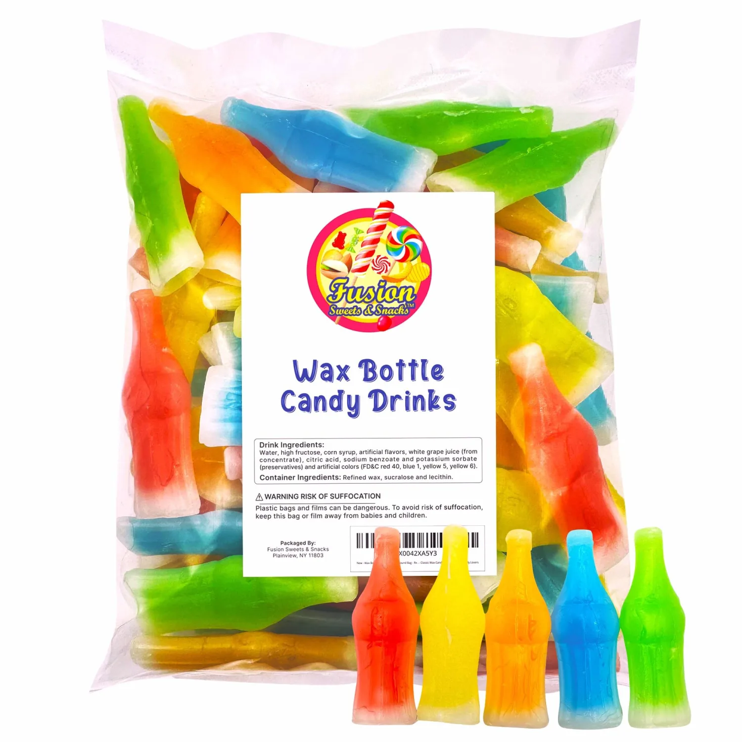 Wax Bottle Candy Drinks, 1/2 (half) Pound Bag - Retro Wax Candy Bottles, Liquid Filled - Variety Flavor Nip Candy Juice - Classic Wax Candy for Old School Candy Lovers