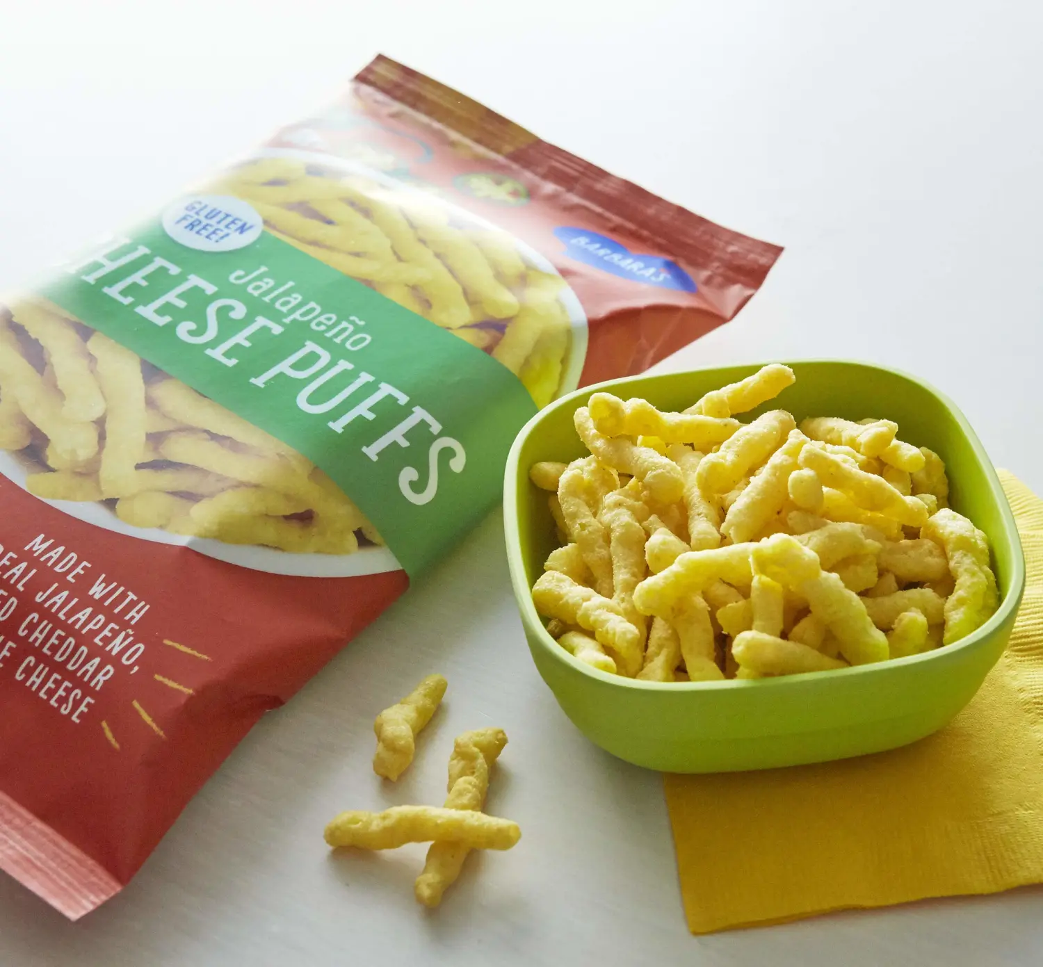 Barbara's Jalapeño Cheese Puffs, Gluten Free, Real Aged Cheese, 7 Oz Bag