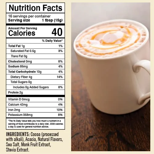 Castle Kitchen Sugar Free Caramel Dark Hot Chocolate - Premium Plant Based, Dairy Free, Gluten-Free, Vegan Hot Coca Mix - Just Add Water - 14 oz Can