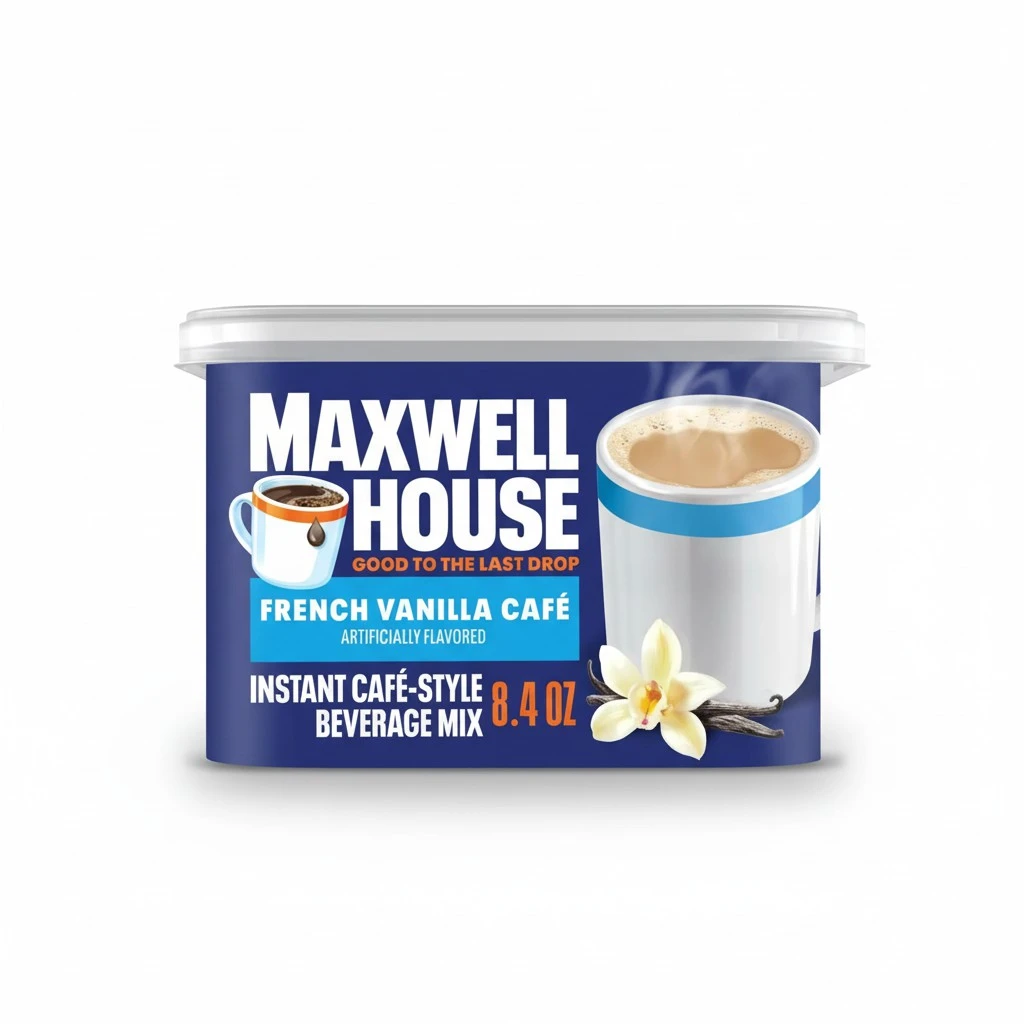 Maxwell House Instant Cafe-Style Beverage Mix, Easy to Prepare, 1 Canister, for Quick Morning Coffee or Afternoon Treat, French Vanilla Cafe, Kosher Dairy, 8.4 oz