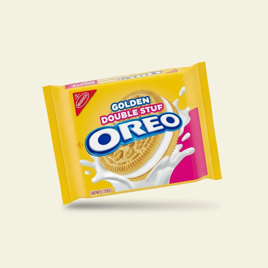 OREO Double Stuf Golden Sandwich Cookies, Family Size, 18.71 oz