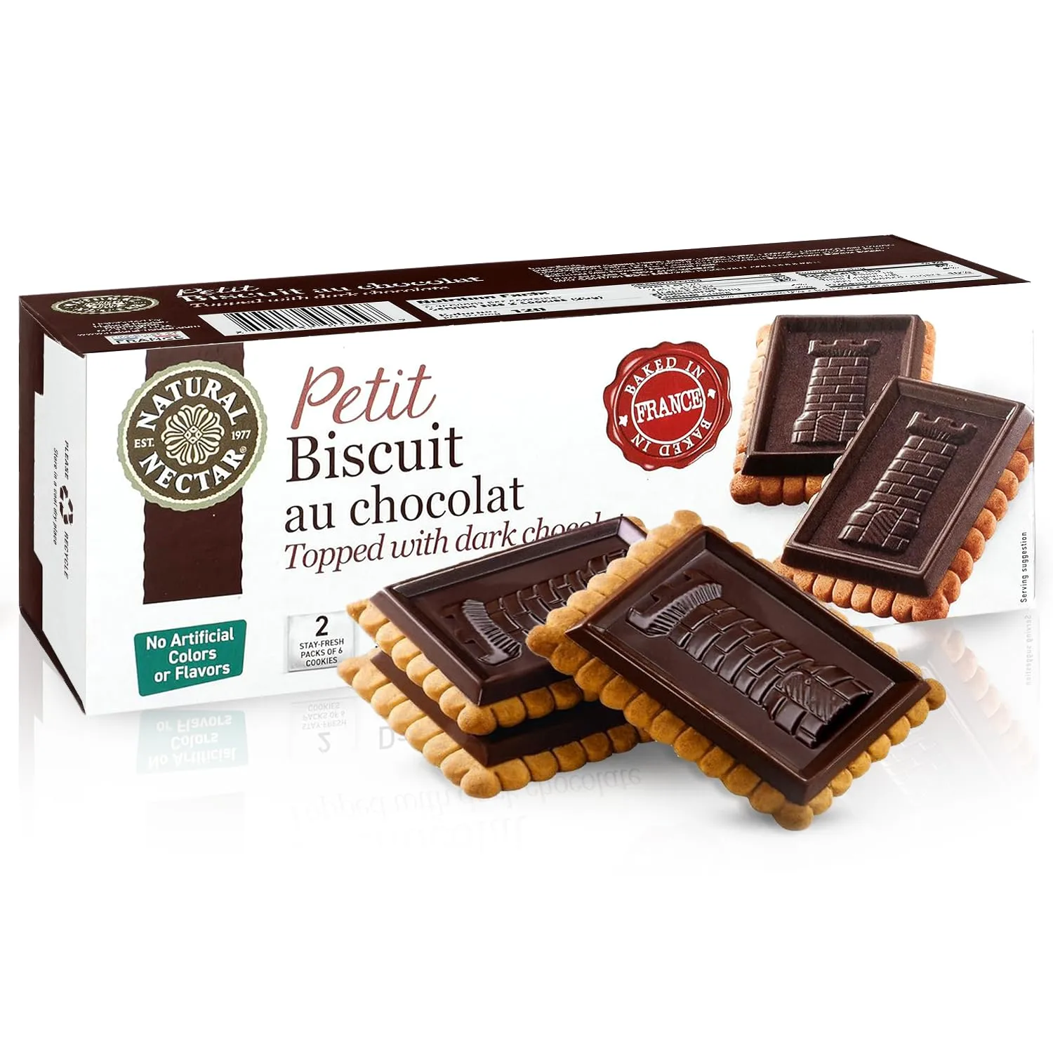 Natural Nectar Petit Biscuit Dark Chocolate 5.29 oz – Crisp European-Style Biscuits with Rich Dark Chocolate; Snack Cookies for Coffee, Tea & Dessert Treats