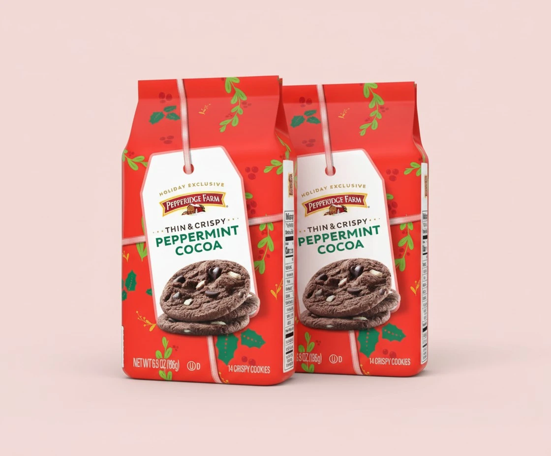 Pepperidge Farm Thin & Crispy Peppermint Cocoa Cookies, 6.9 Oz Bag (Pack of 2)