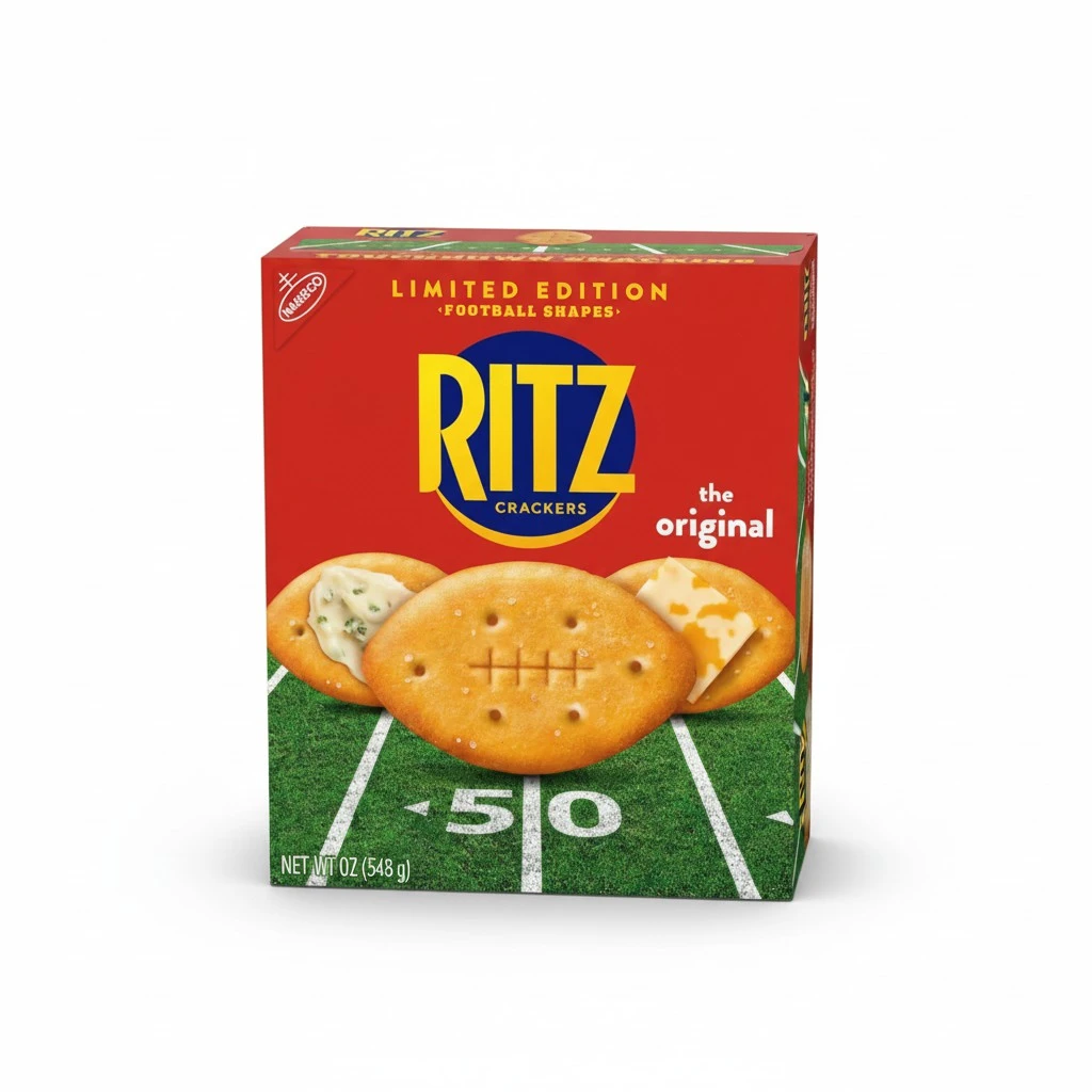 RITZ Football Shapes Original Crackers, Snacks for Kids and Adults, Party Snacks, Limited Edition, 12.3 oz