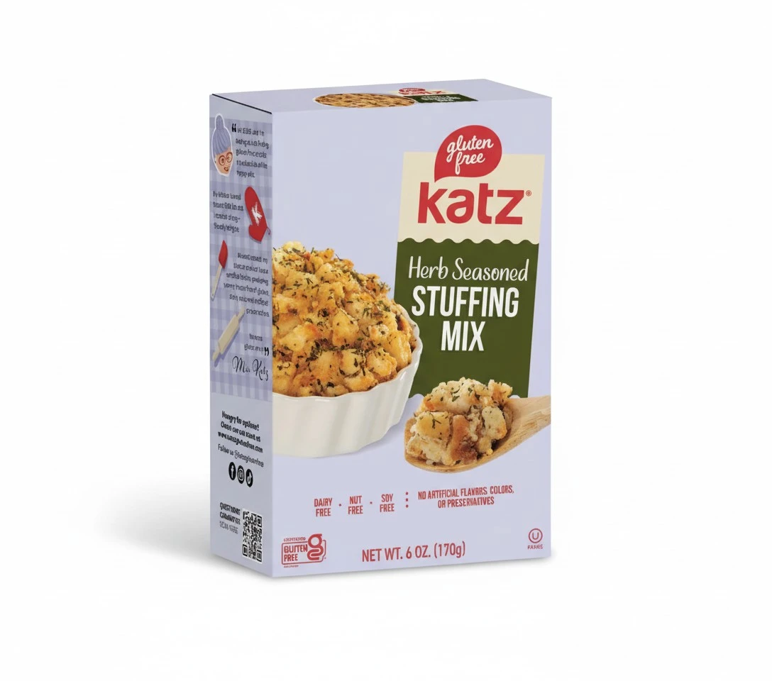 Katz Gluten Free Herb Seasoned Stuffing Mix Perfectly For All Your Holiday And Everyday Cooking Needs, With No Artificial Flavors, Colors, Or Preservatives - Dairy Free, Soy Free, Nut Free, Kosher 1-Pack (6 Oz)