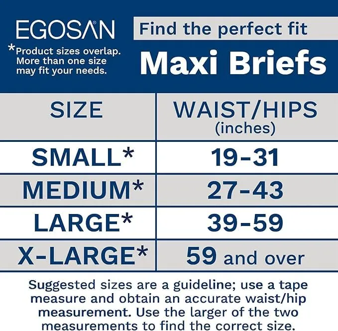 EGOSAN Maxi Incontinence Adult Diaper Brief Maximum Absorbency and Adjustable Tabs for Men and Women (Diapers, 2 Count (X-Large Sample))