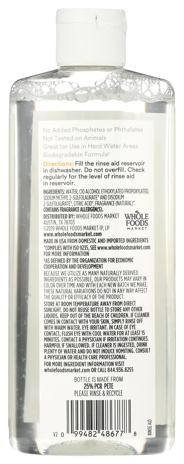 365 by Whole Foods Market, Rinse Aid for Automatic Dishwashers, Wild Orange Scent, 8 Fl Oz