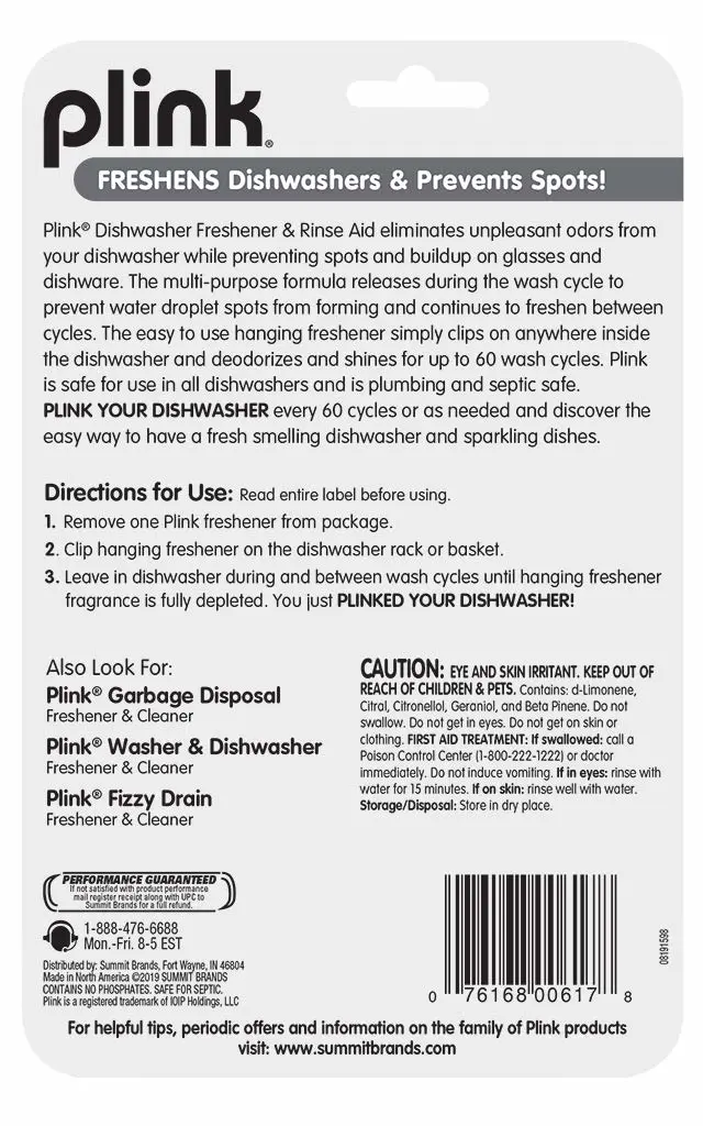 Plink PRA12T Dishwasher Freshener & Rinse Aid, 2 Fresheners, Yellow