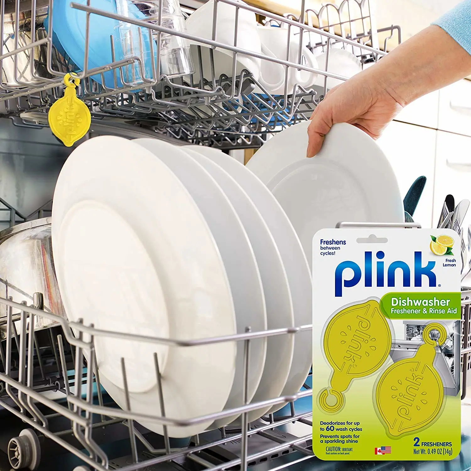 Plink PRA12T Dishwasher Freshener & Rinse Aid, 2 Fresheners, Yellow