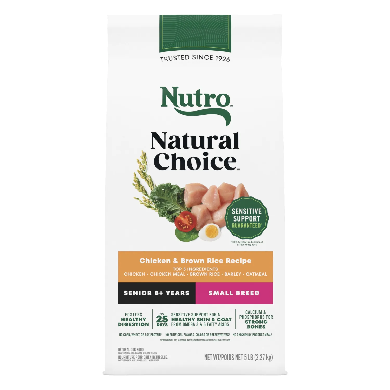 Nutro Natural Choice Small Breed Senior Dog Food, Chicken & Brown Rice Recipe, 5 lb. Bag
