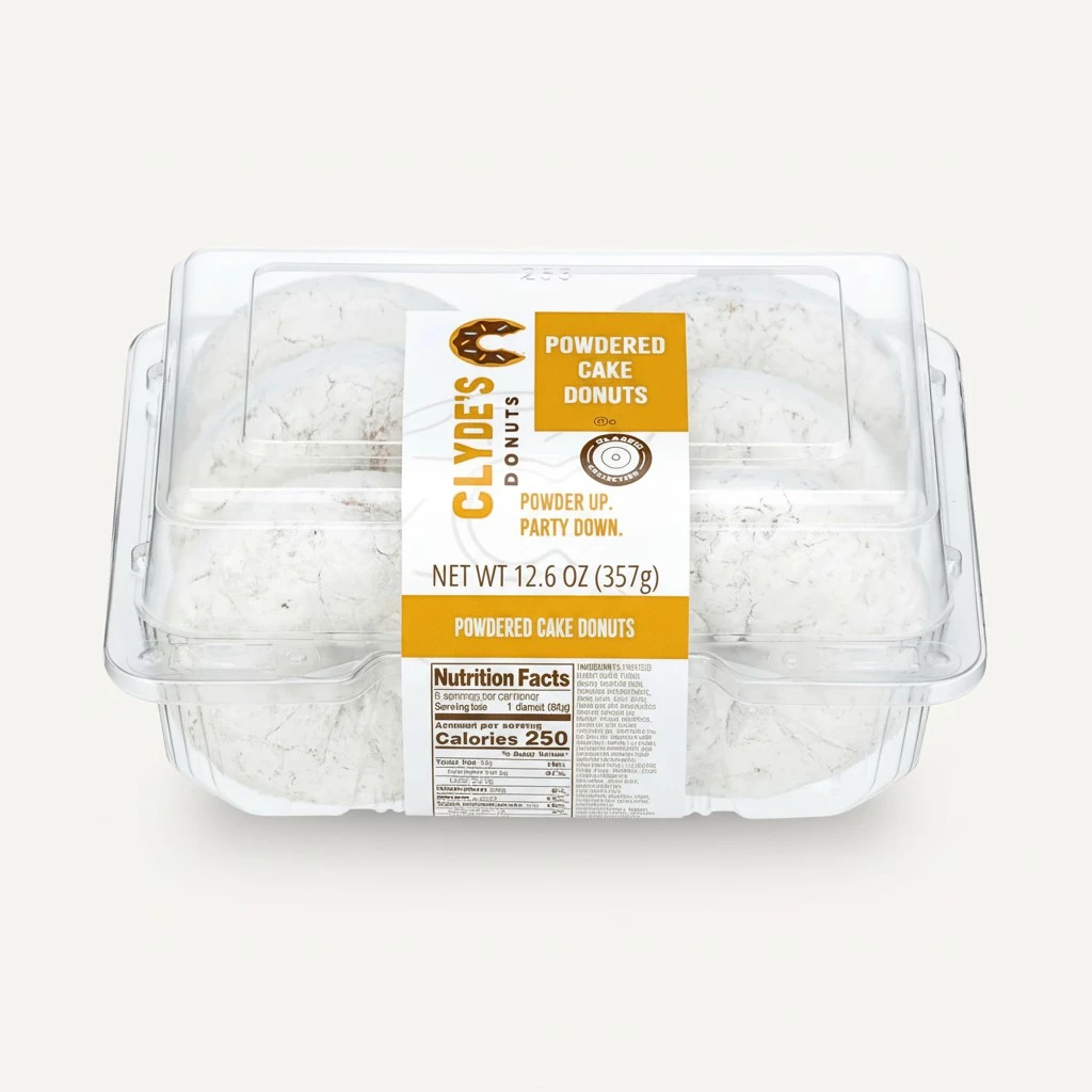 Clyde's Powdered Cake Donuts, Frozen, 6ct