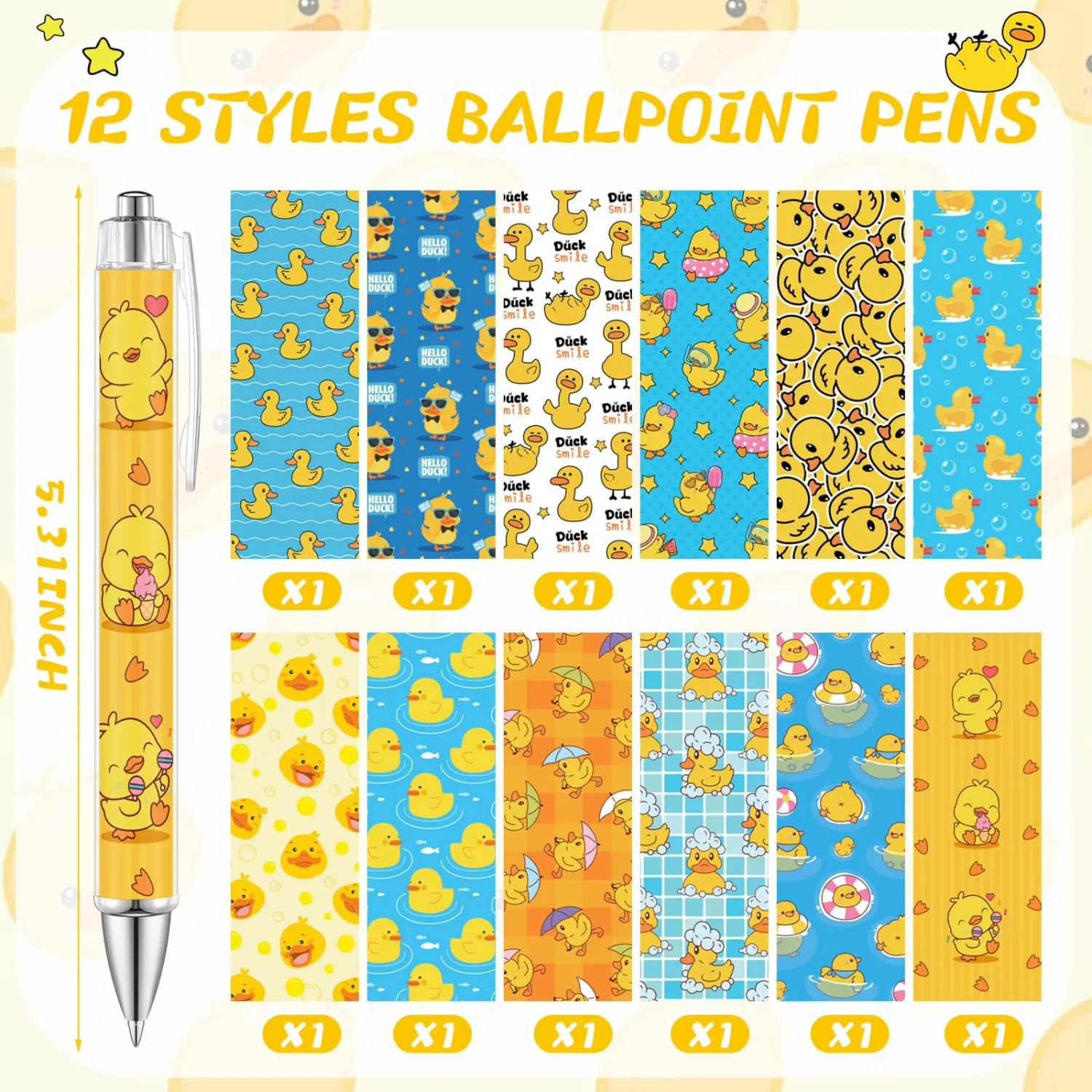 24 Pcs Duck Sticky Notes with Pens Themed Party Favors Gifts Cute Notepad Memo Notes Pads Black Ink Ballpoint Pen for Duck Lover Christmas Gifts Office Supplies