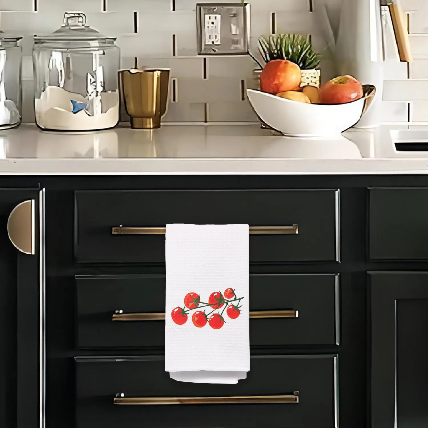 Cherry Tomato Kitchen Towels, Tomato Lover Gifts, Red Tomato Dish Towels for Kitchen, Tomato Hand Towels for Bathroom, Tomato Gardener Gifts, Bathroom Decor, 16x24 Inches
