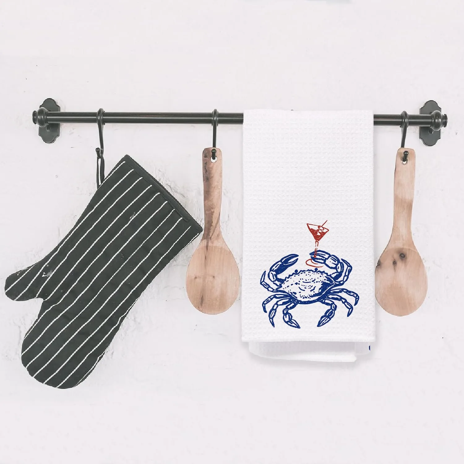 Crab Decor Towels, Crab Party Decorations Dish Tea Towels for Kitchen, Coastal Beach Nautical Hand Towels for Bathroom, 16x24 Inch