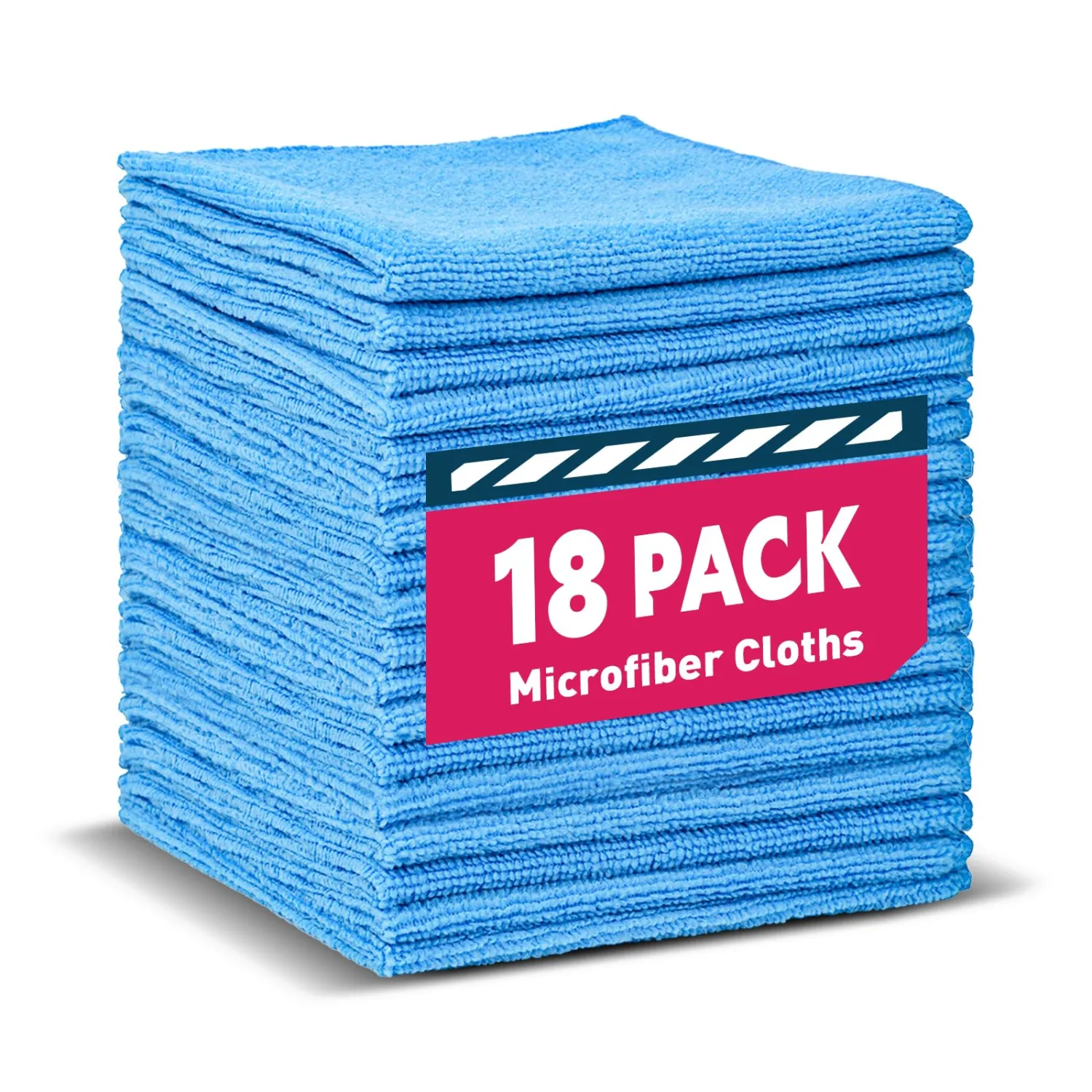 Microfiber Cleaning Cloths-18 Pack, Cleaning Rags, Microfiber Towels for Cars, Home Blue (12x12 inches)