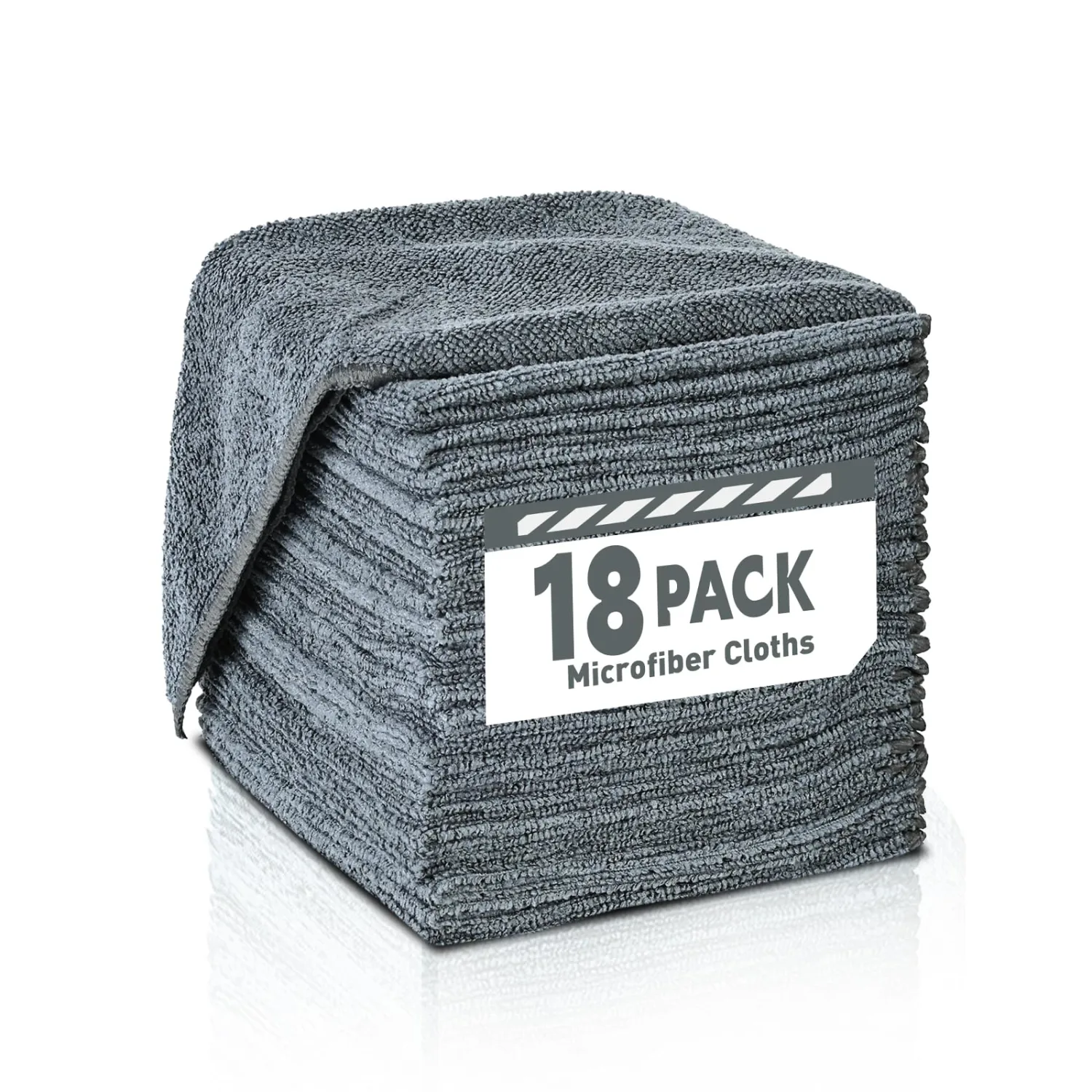 Microfiber Cleaning Cloths Bulk Pack-18 Pack, Microfiber Towels Bulk, Towels for Cars, Cleaning Rags Gray (12x12 inches)