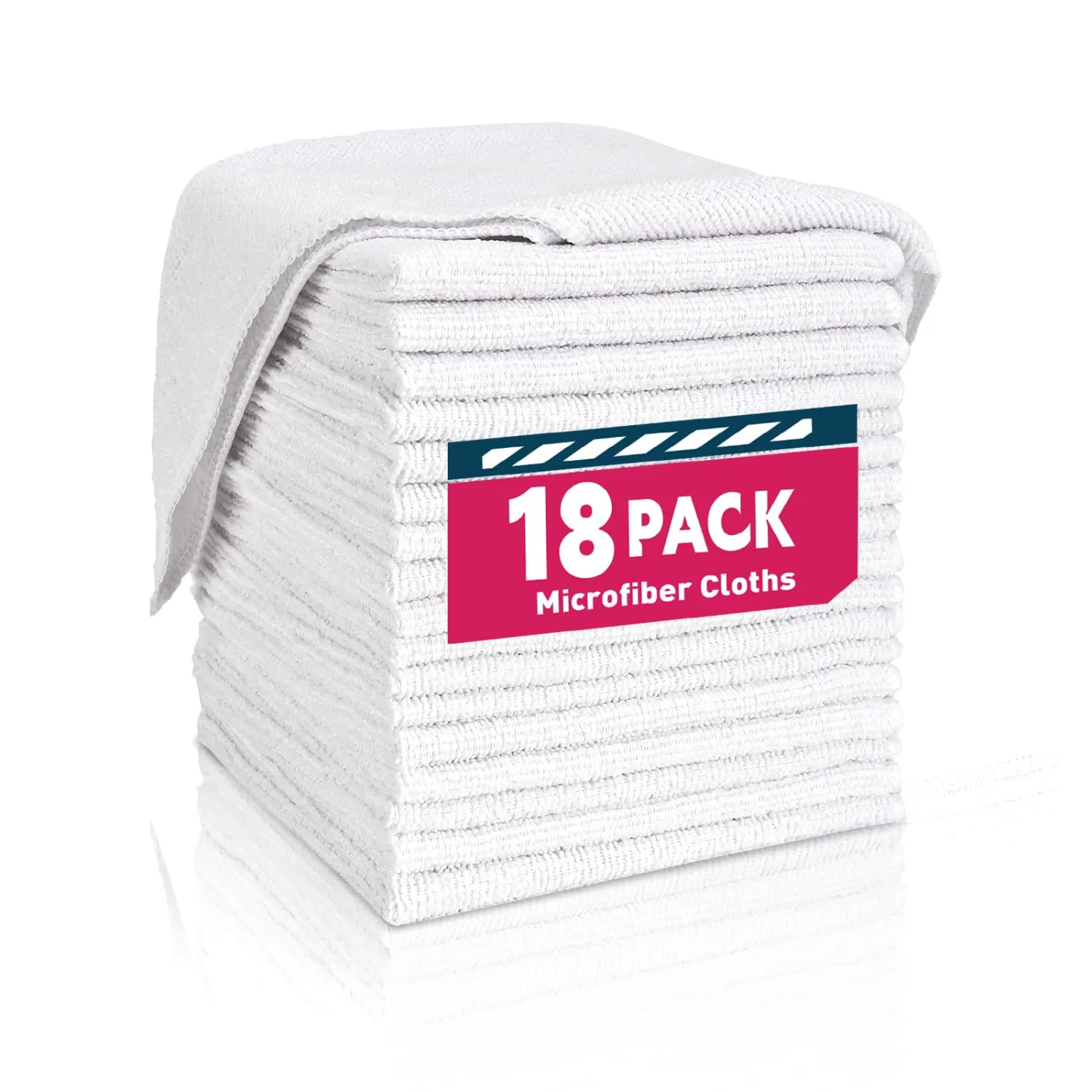 White Microfiber Towels- 18 Pack, Microfiber Cleaning Cloths Bulk, Microfiber Towels for Cars, Cleaning Rags (12x12 inches)
