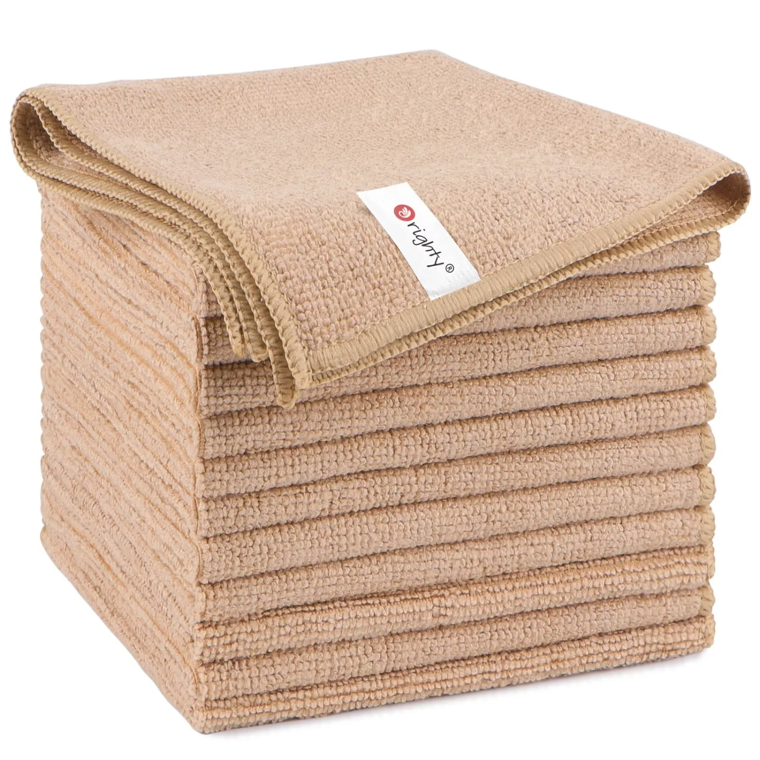 Orighty Microfiber Cleaning Cloth, 12 Pack Microfiber Towels for Cars, Highly Absorbent Car Cleaning Supplies, Lint Free Cloths Clean Rags for Car Care, House, Kitchen, 12x12 inch, Brown